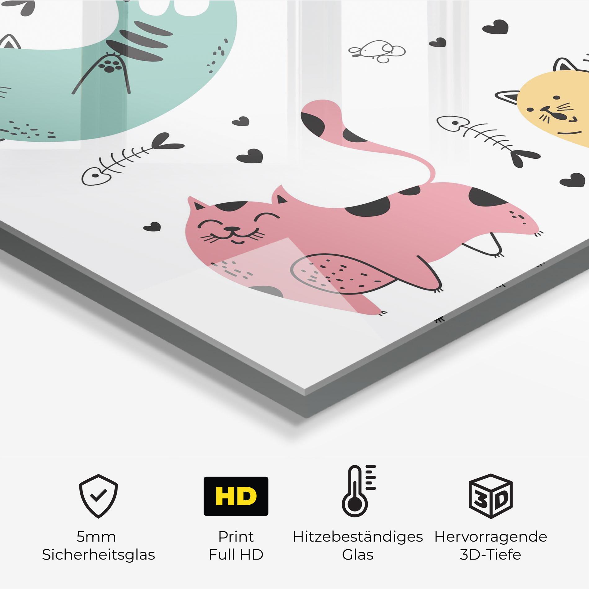 Küchenrückwand Glas Doodle Cat mockup 2