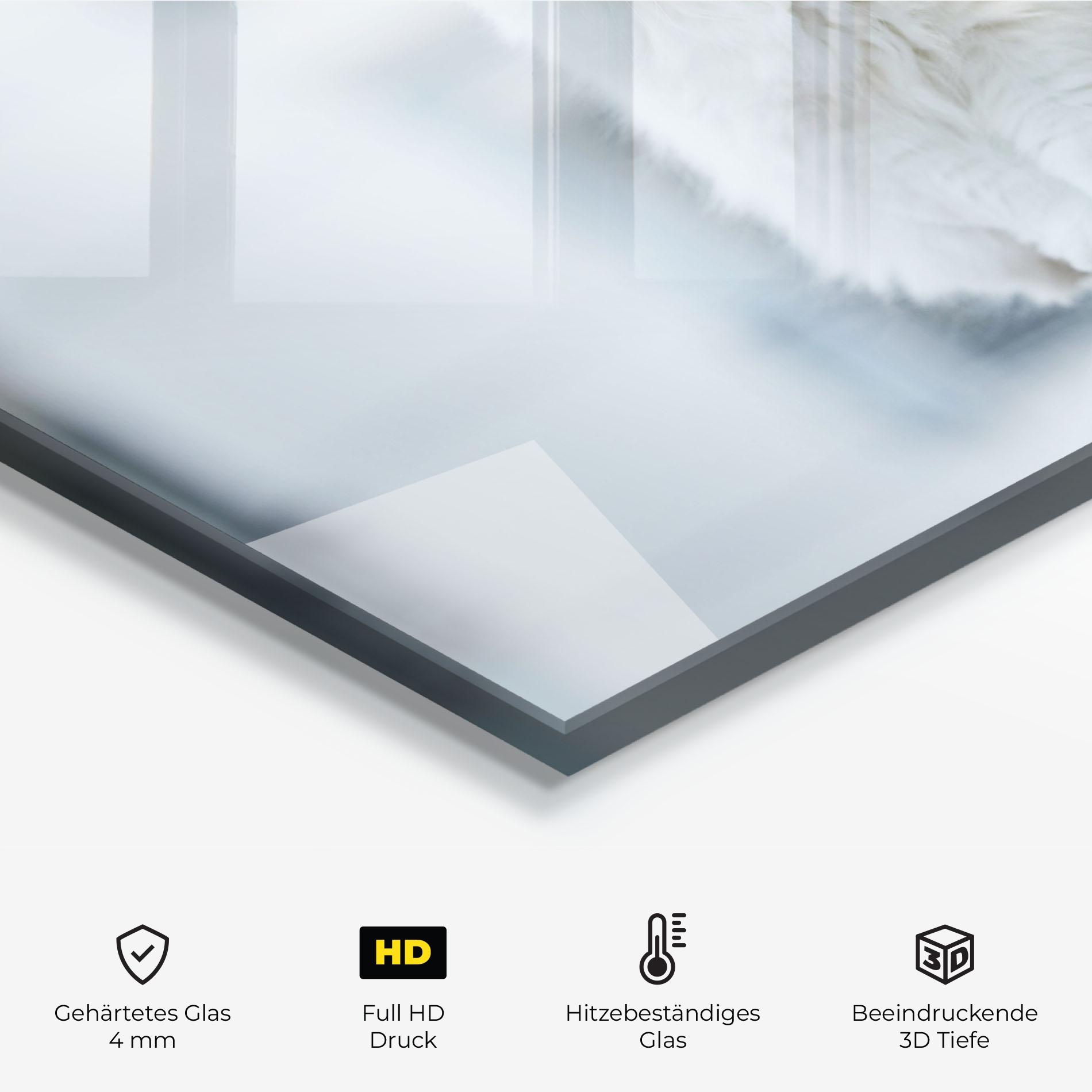 Küchenrückwand Glas Big White Cat mockup 2