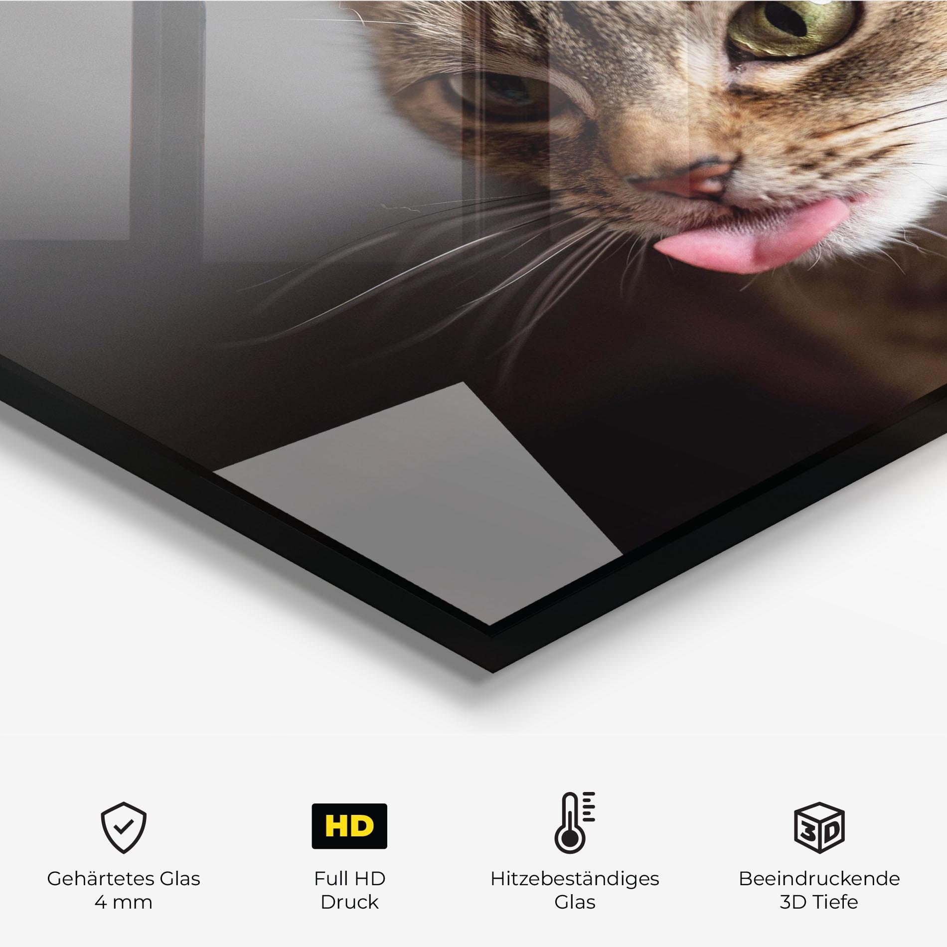 Küchenrückwand Glas Brown Green Eyes Cat mockup 2