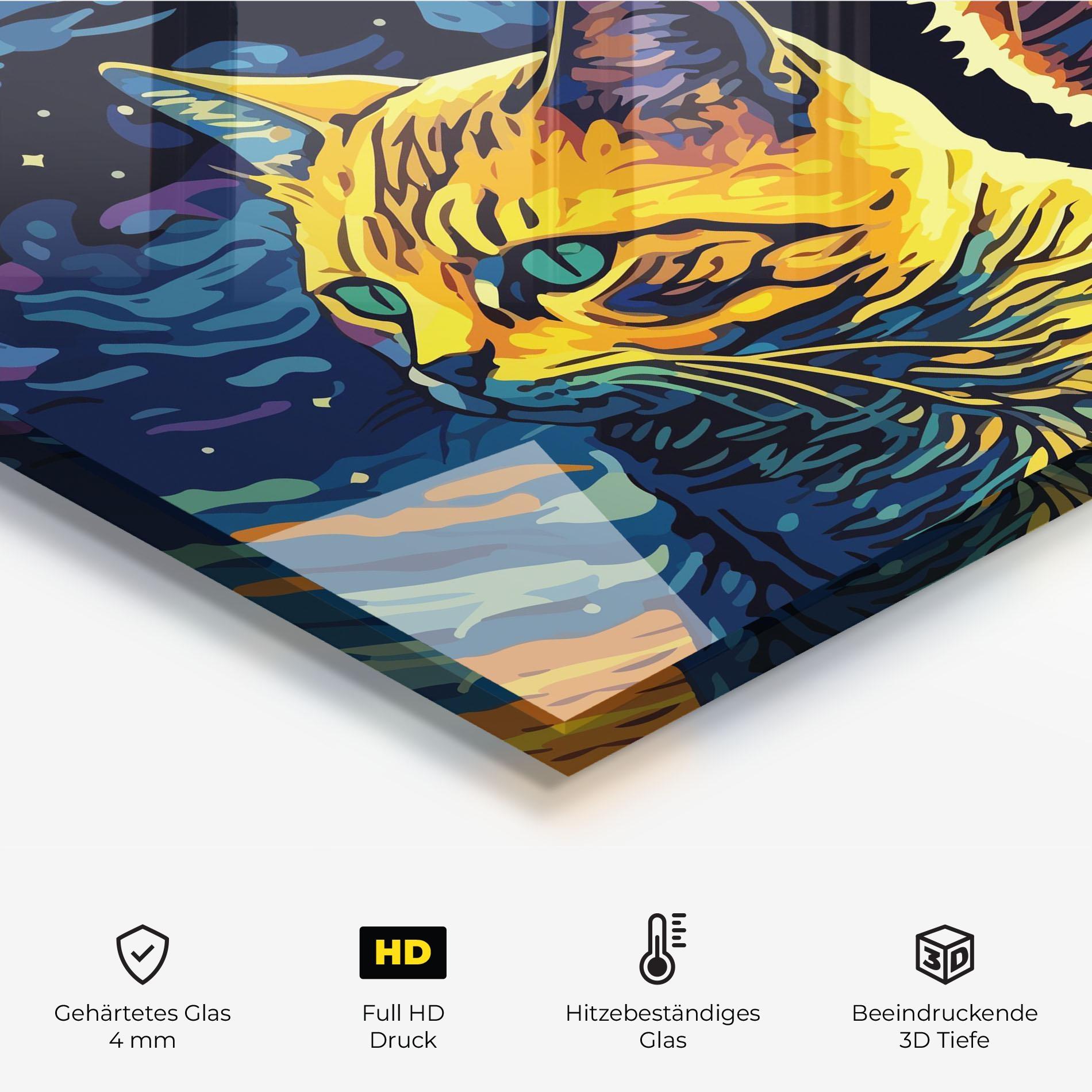 Küchenrückwand Glas Cat Painting mockup 2