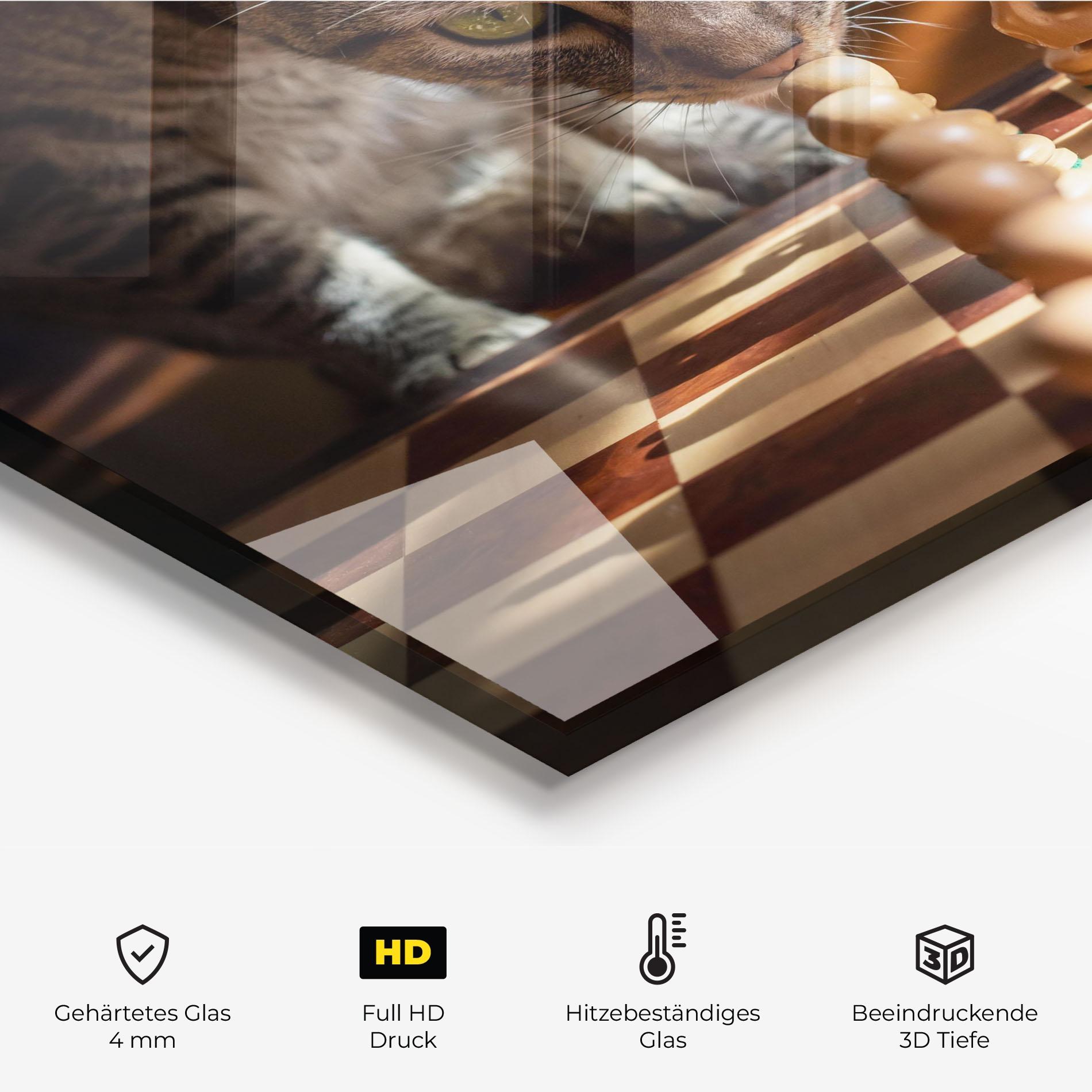 Küchenrückwand Glas Chess Cat mockup 2