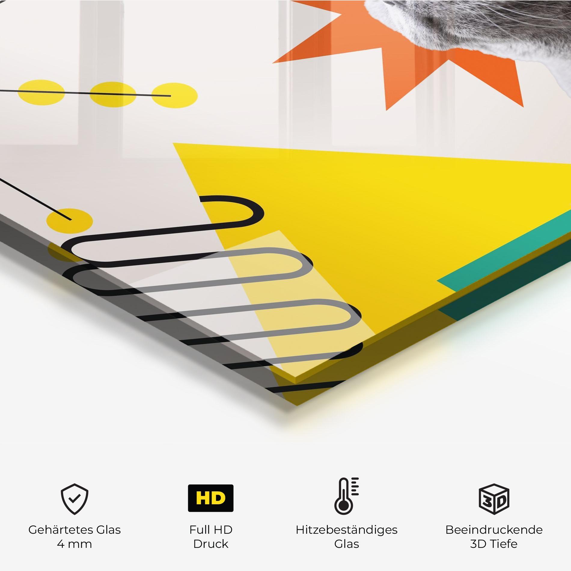 Küchenrückwand Glas Colorful Graphic Cat mockup 2