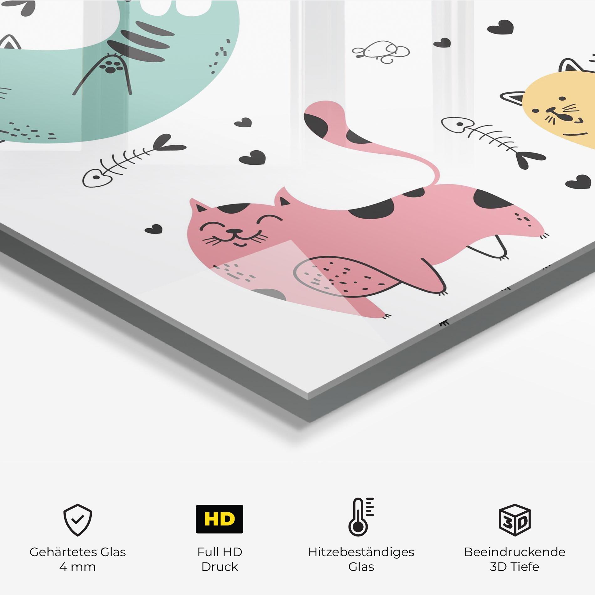 Küchenrückwand Glas Doodle Cat mockup 2