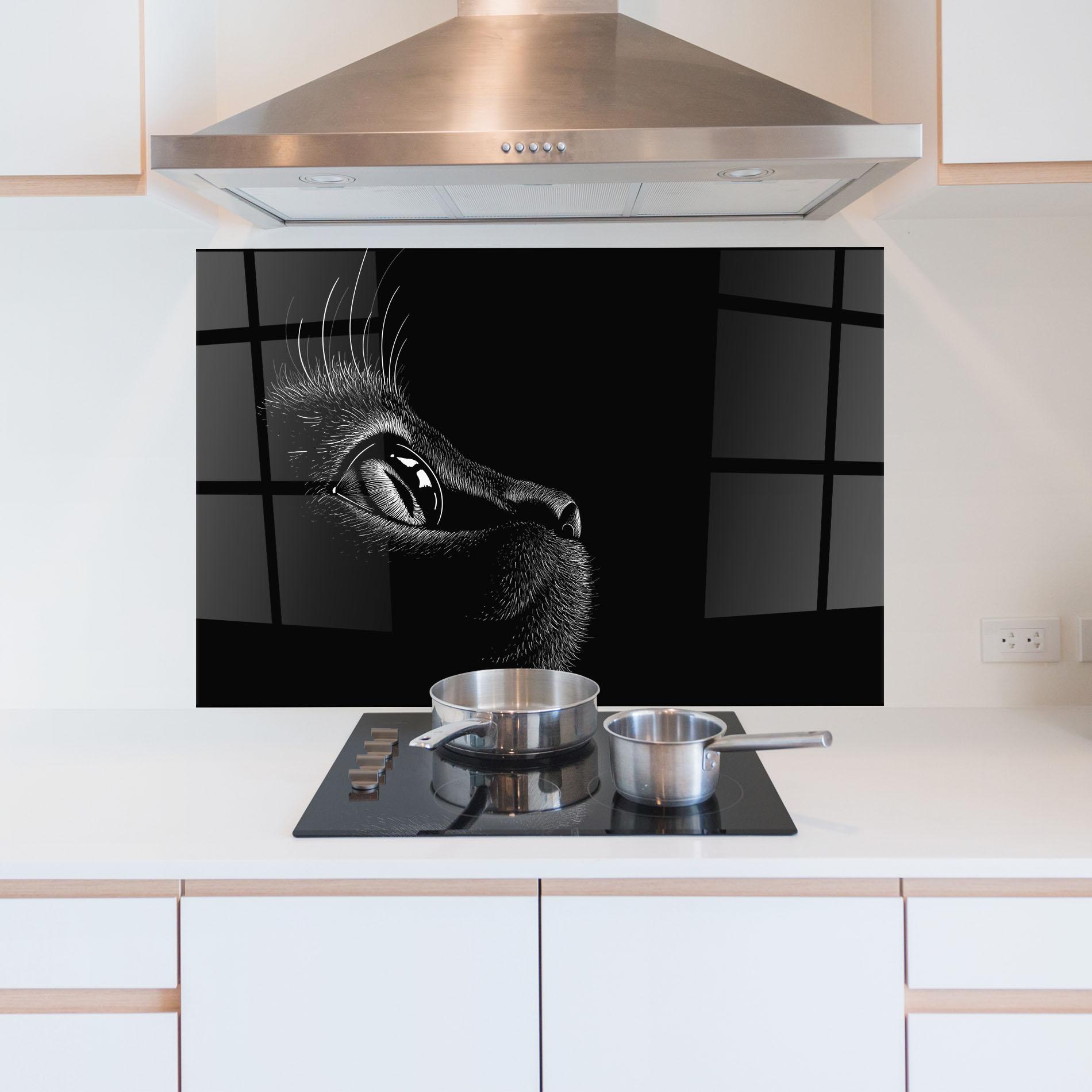 Küchenrückwand Glas Glass Eye Cat mockup 5