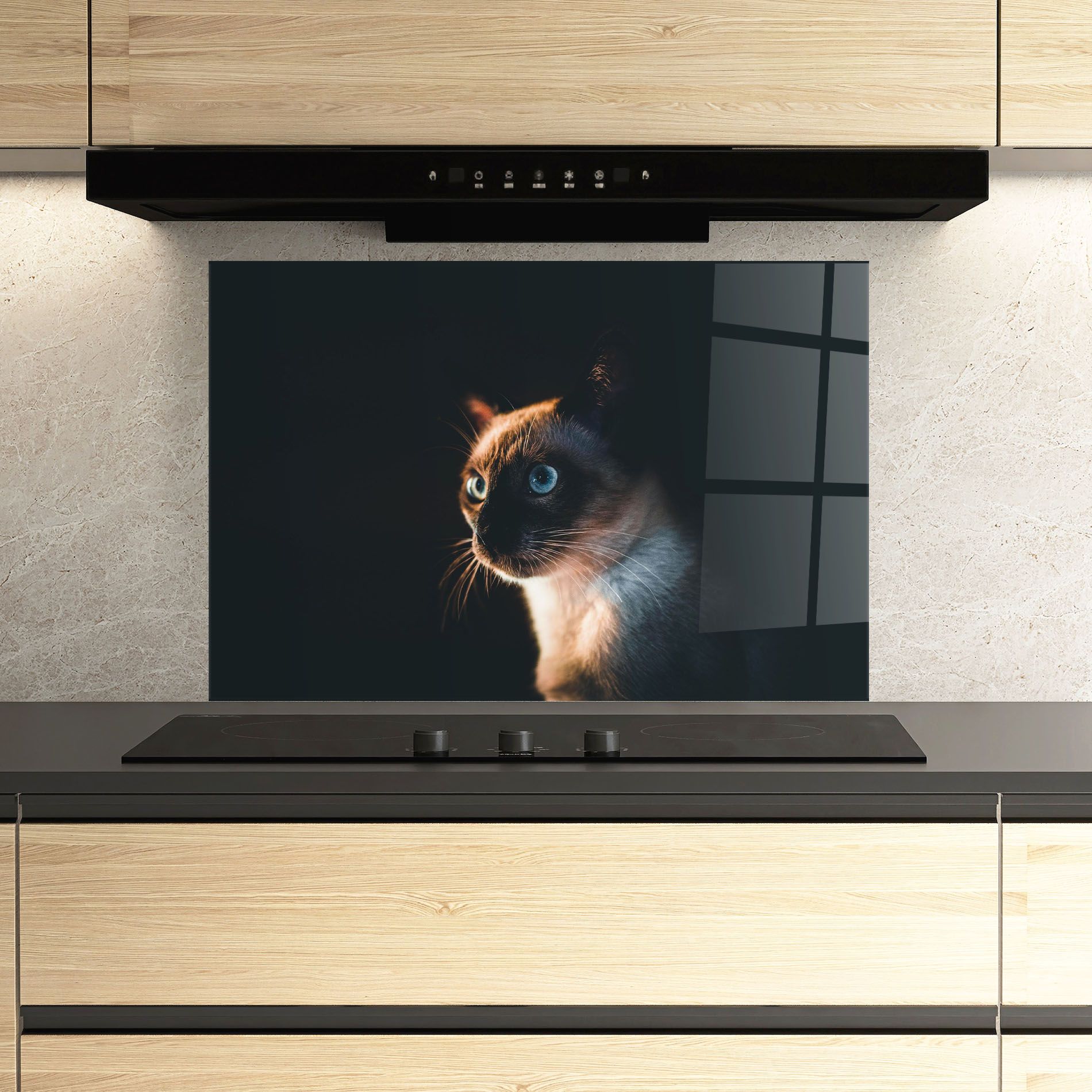 Blue Eyes Cat In Dark mockup 3