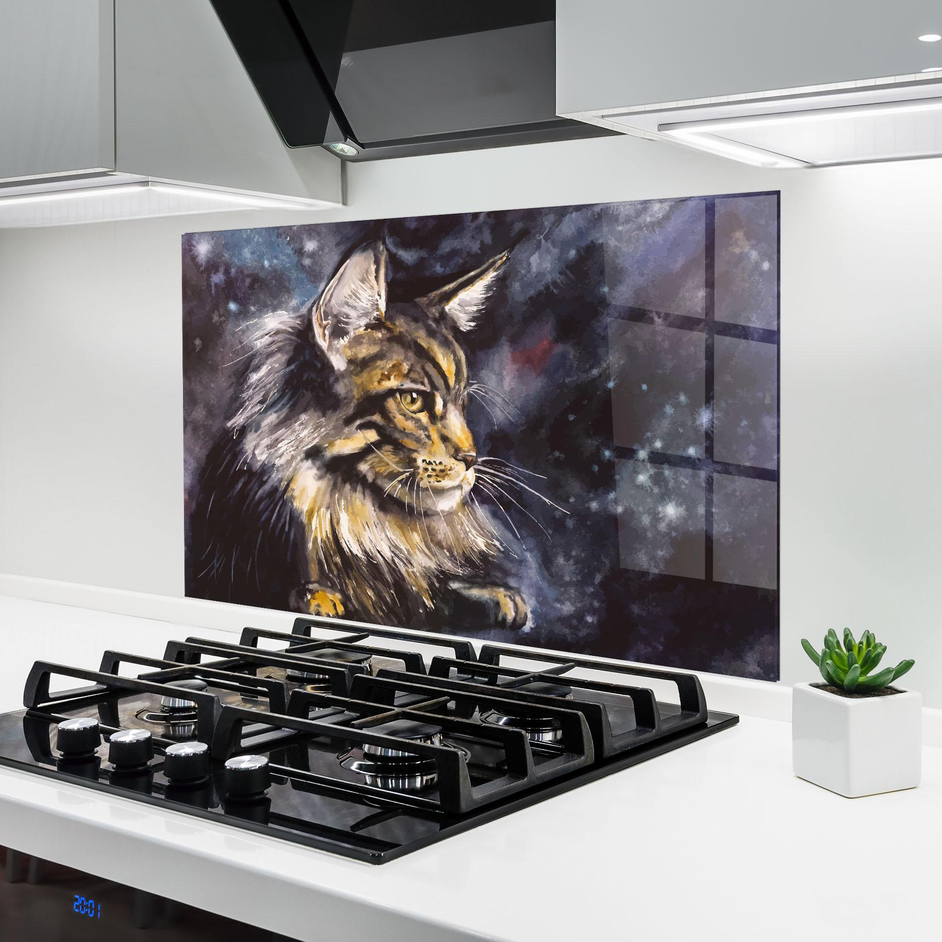 Küchenrückwand Glas Cat Watercolor Art mockup 6