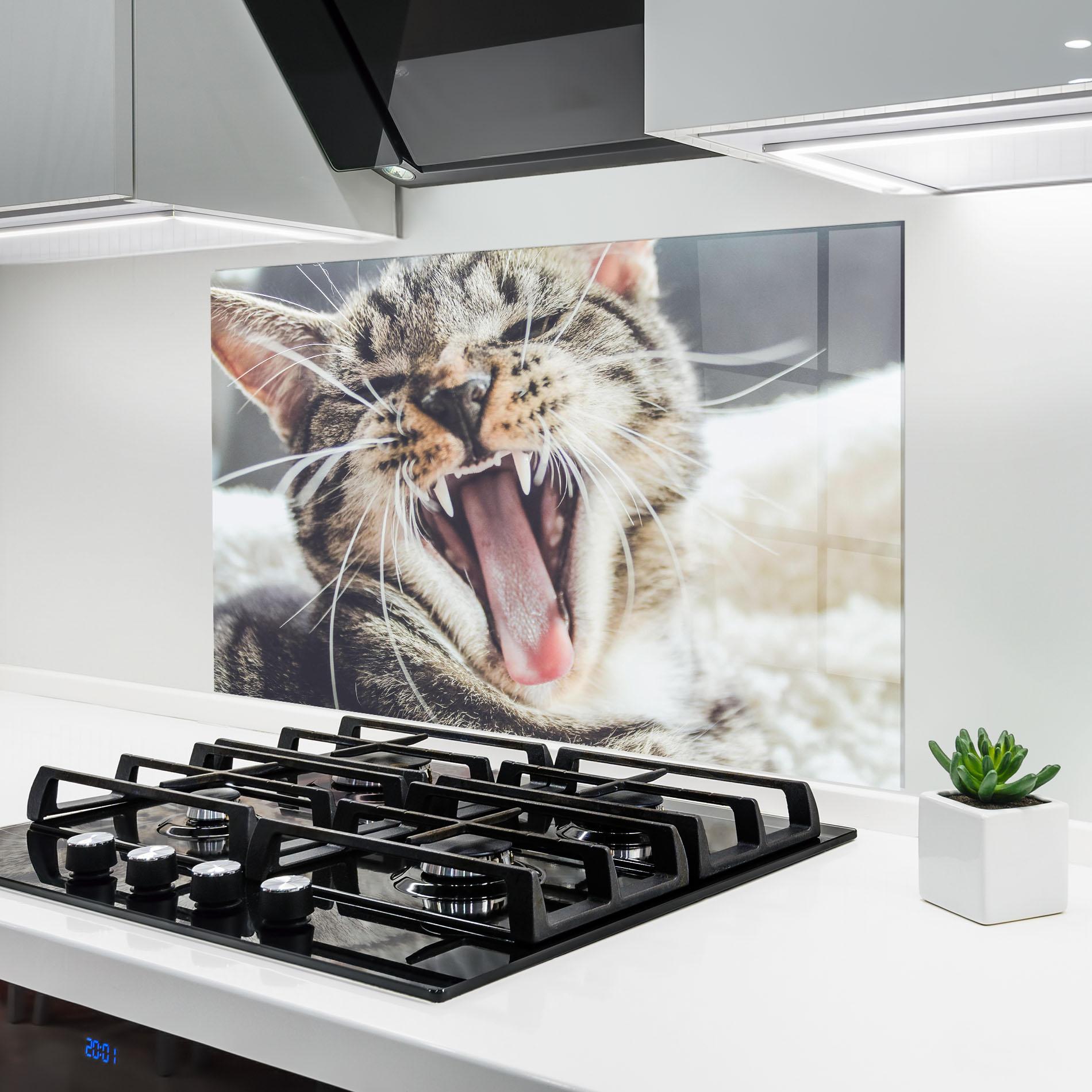 Küchenrückwand Glas Wroar Cat mockup 6