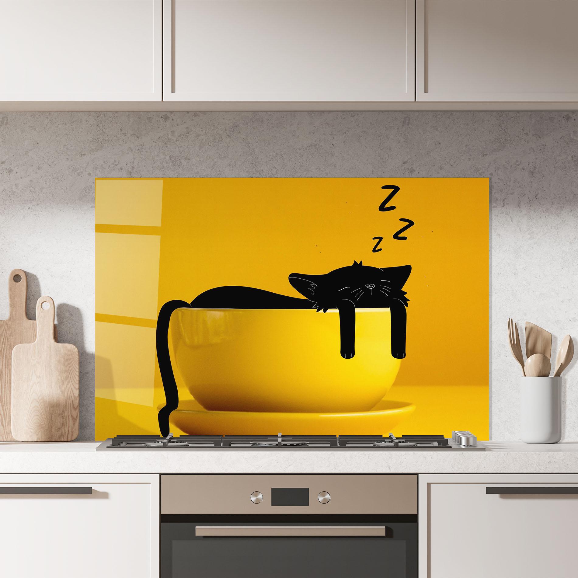 Küchenrückwand Glas Cat In A Cup mockup 7