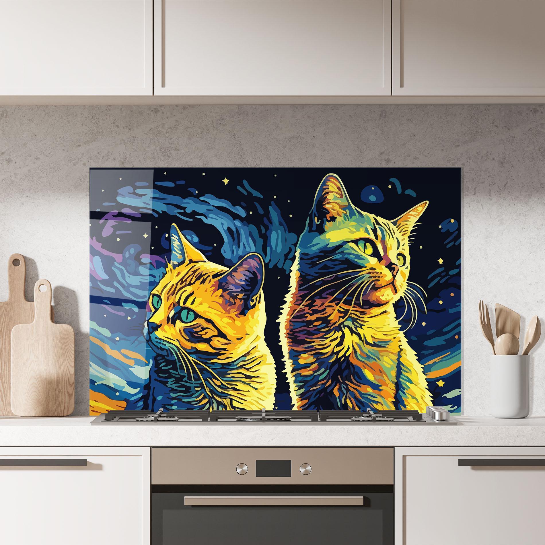 Küchenrückwand Glas Cat Painting mockup 7