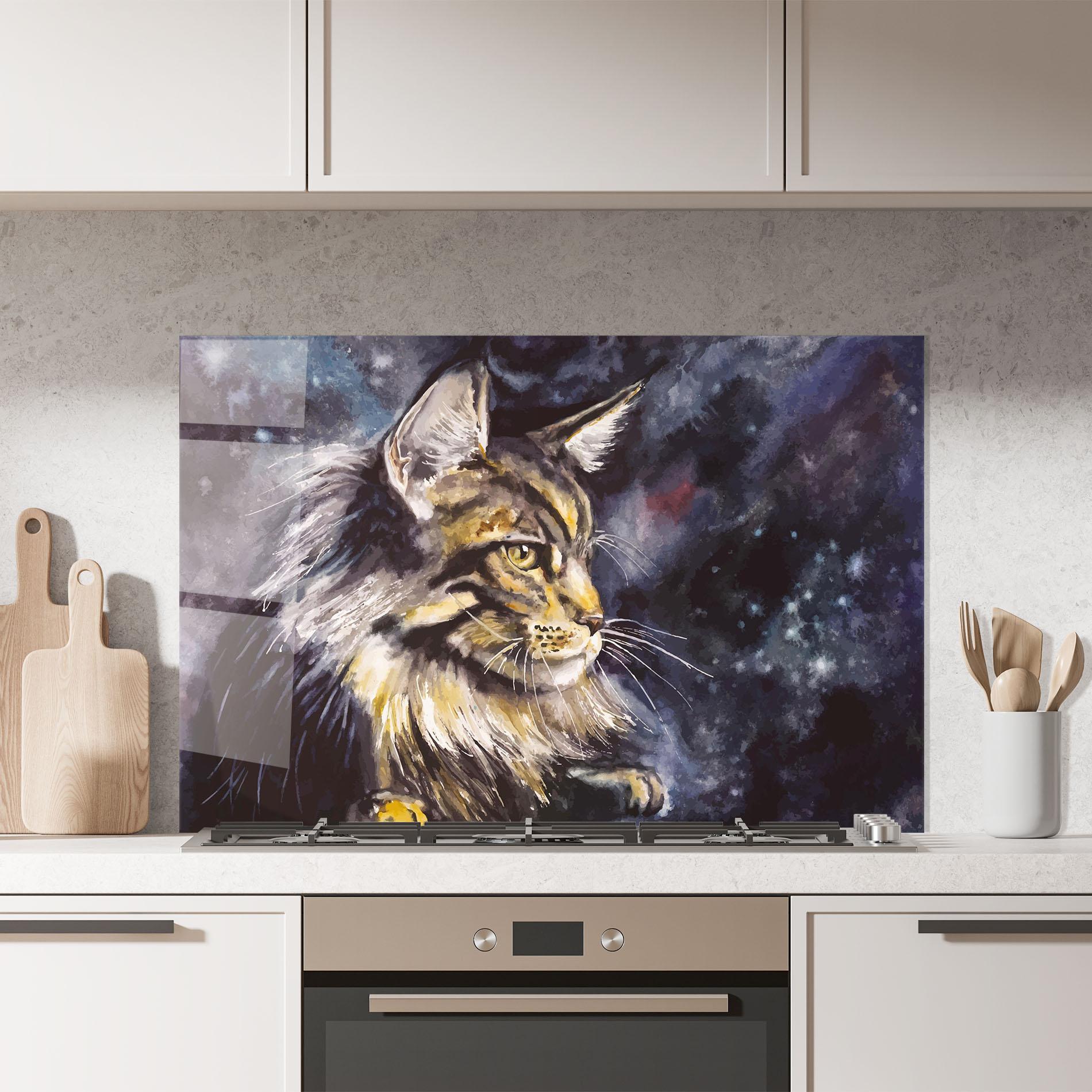 Küchenrückwand Glas Cat Watercolor Art mockup 7
