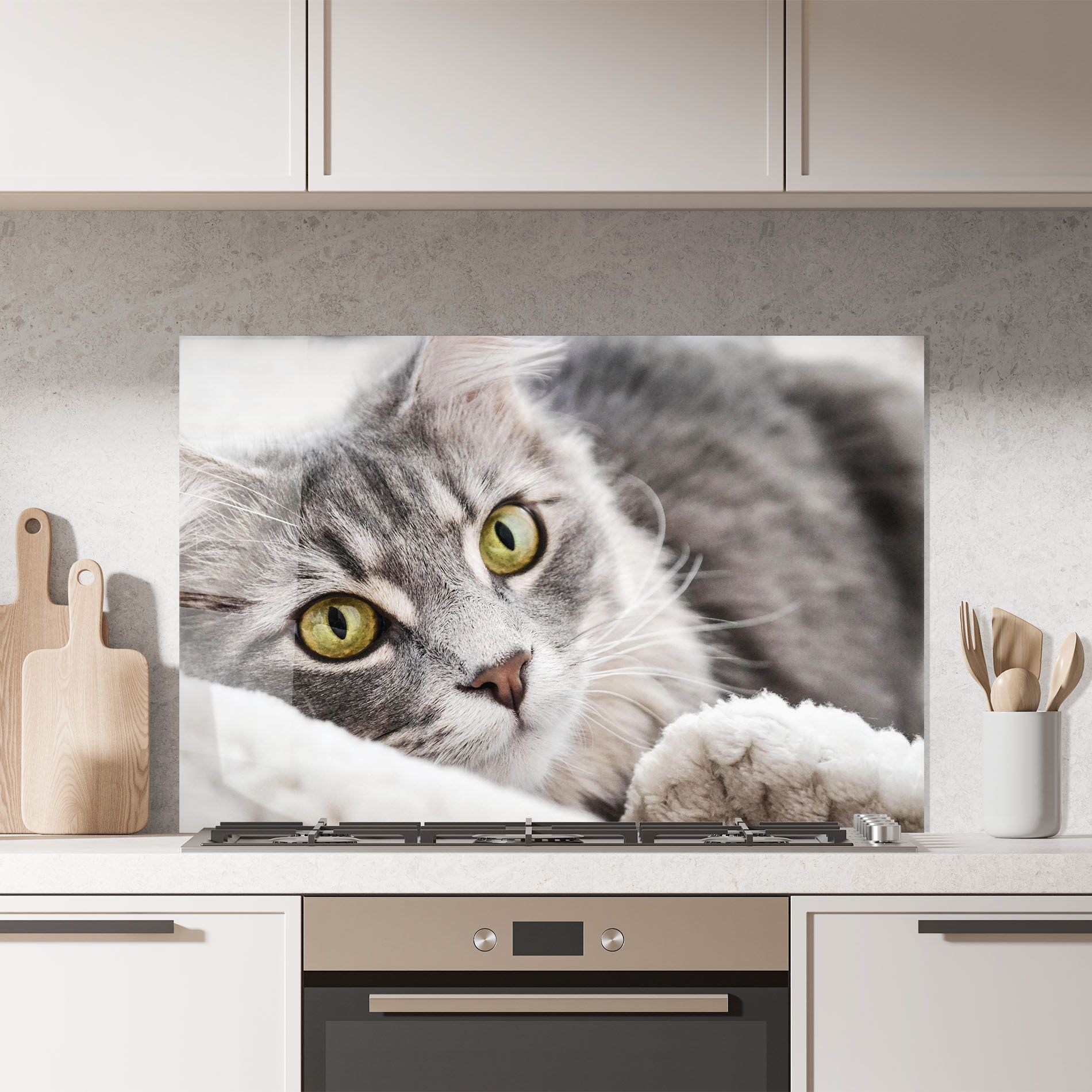 Grey Fluffy Cat mockup 7