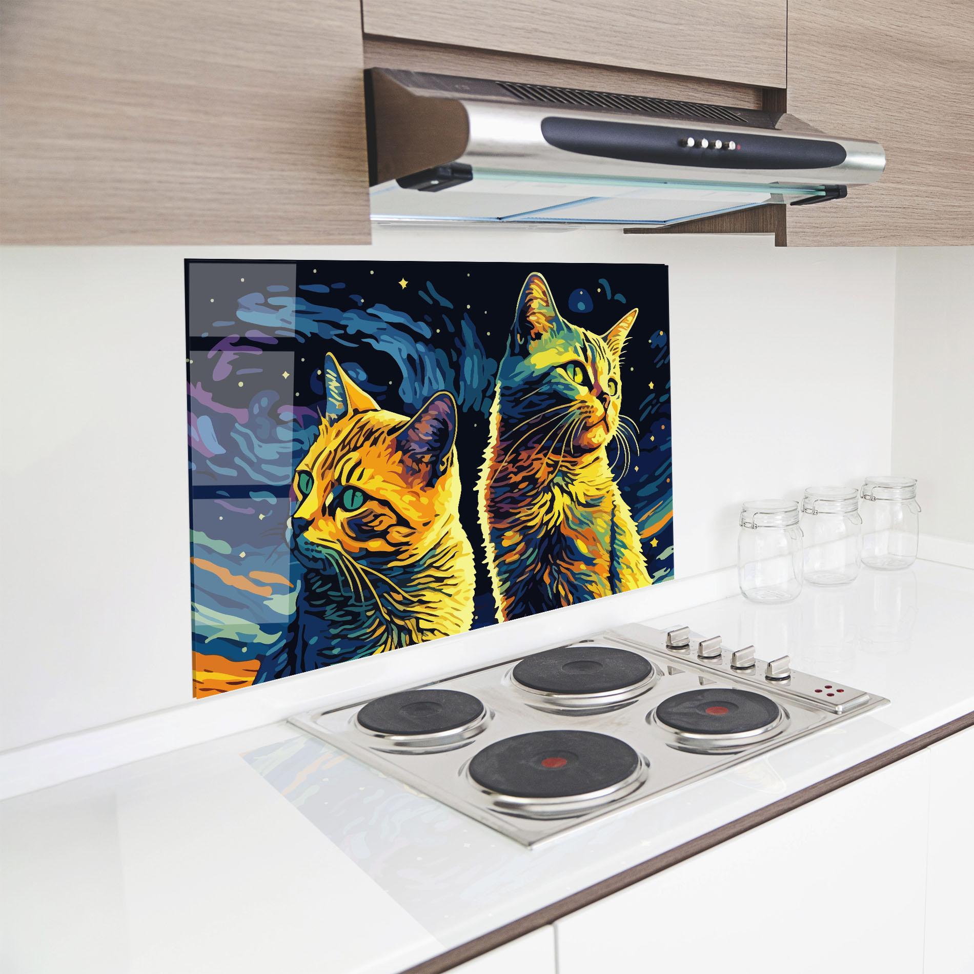 Küchenrückwand Glas Cat Painting mockup 8