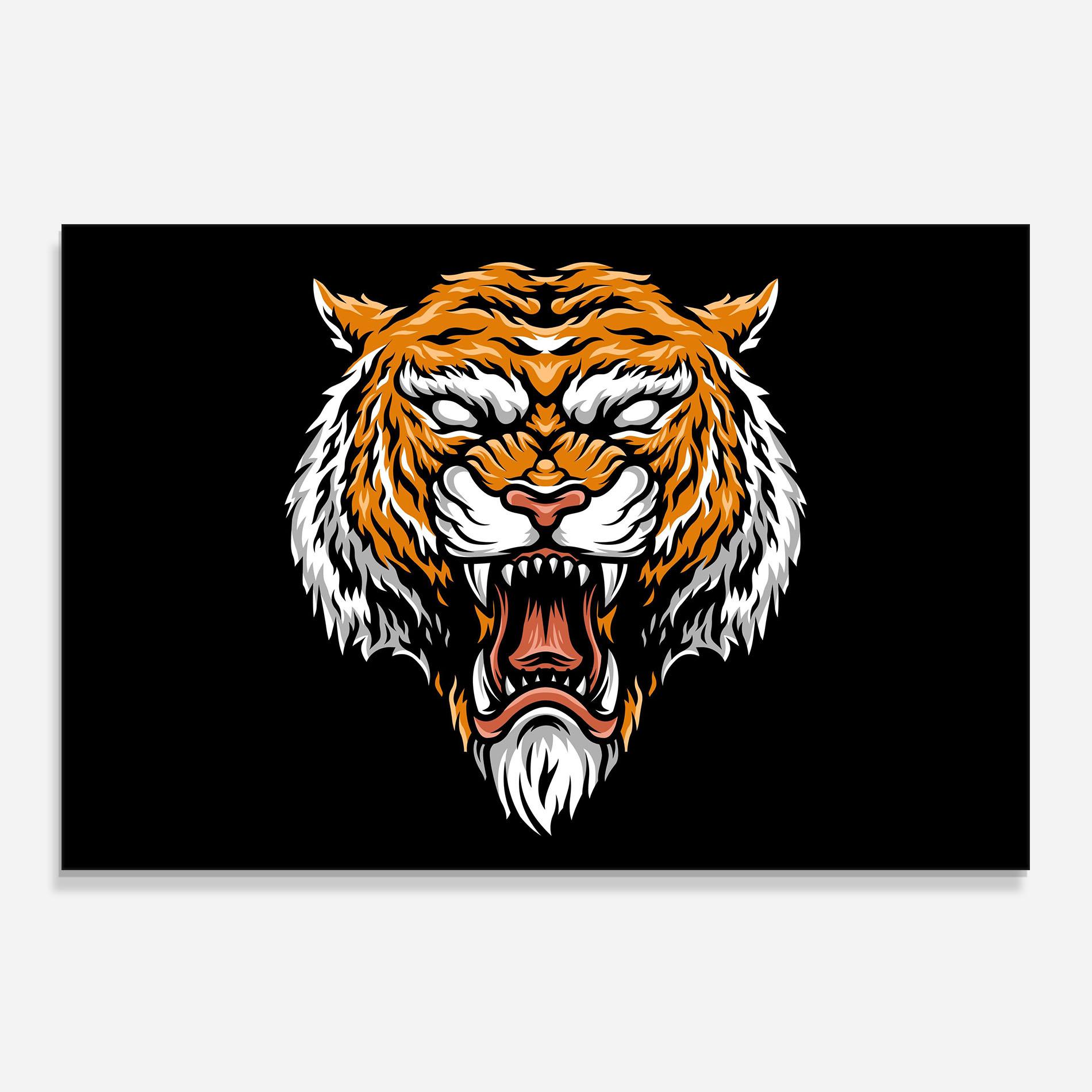 Küchenrückwand Glas Angry Orange Tiger mockup 0