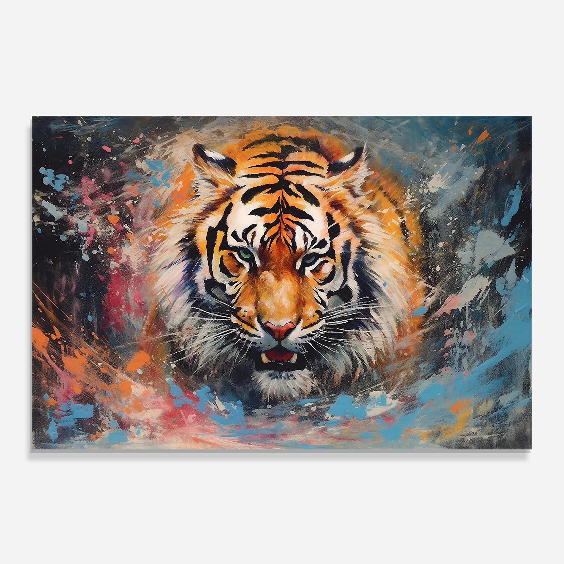 Küchenrückwand Glas Orange Tiger Painting mockup 0