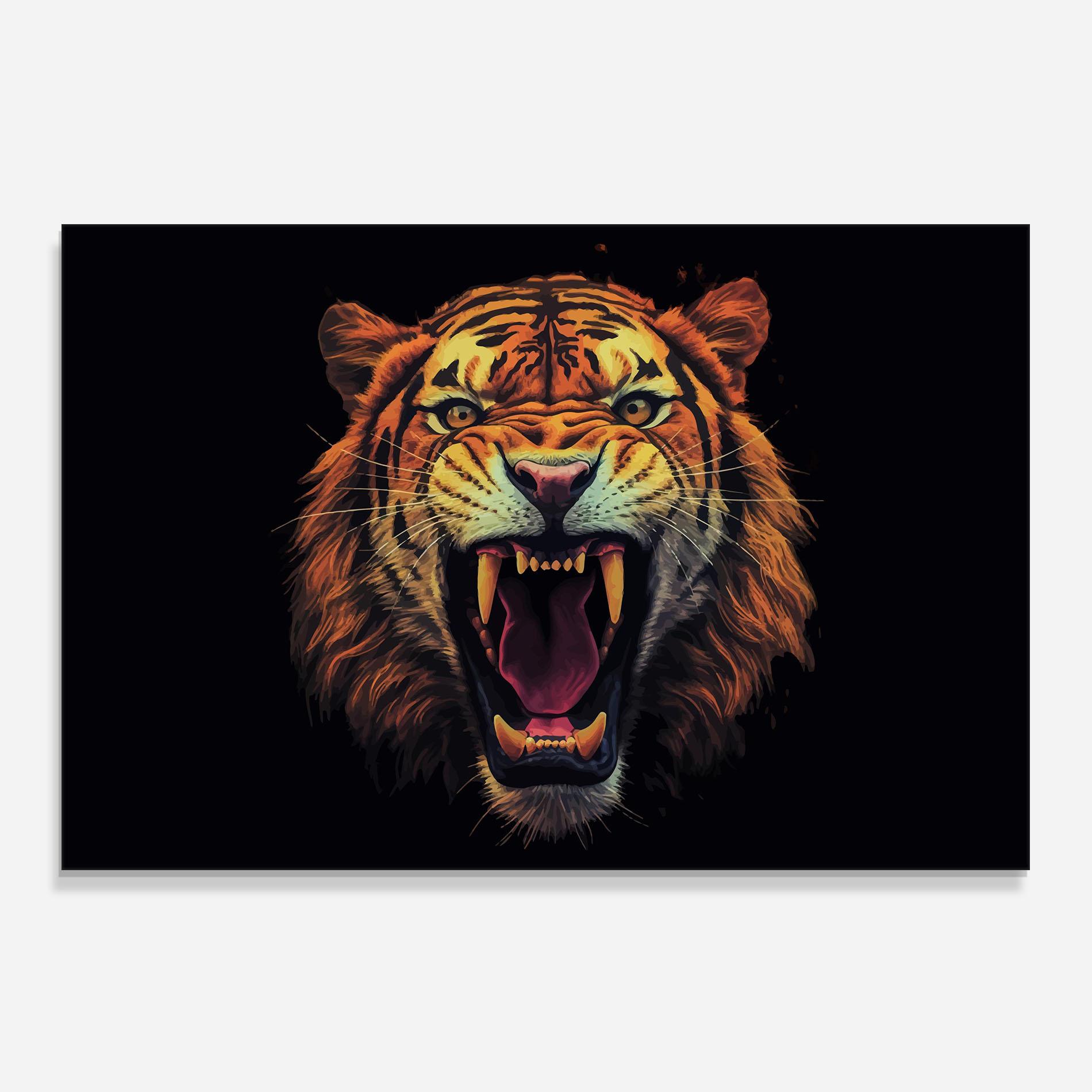 Küchenrückwand Glas Tiger Bite mockup 0