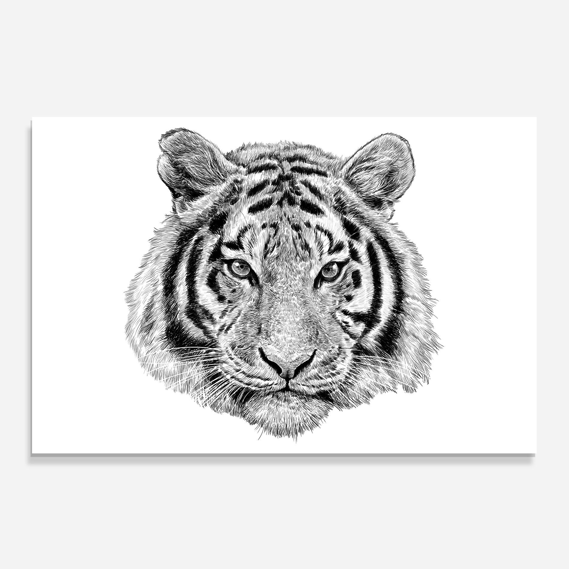 Küchenrückwand Glas Tiger Line Head mockup 0