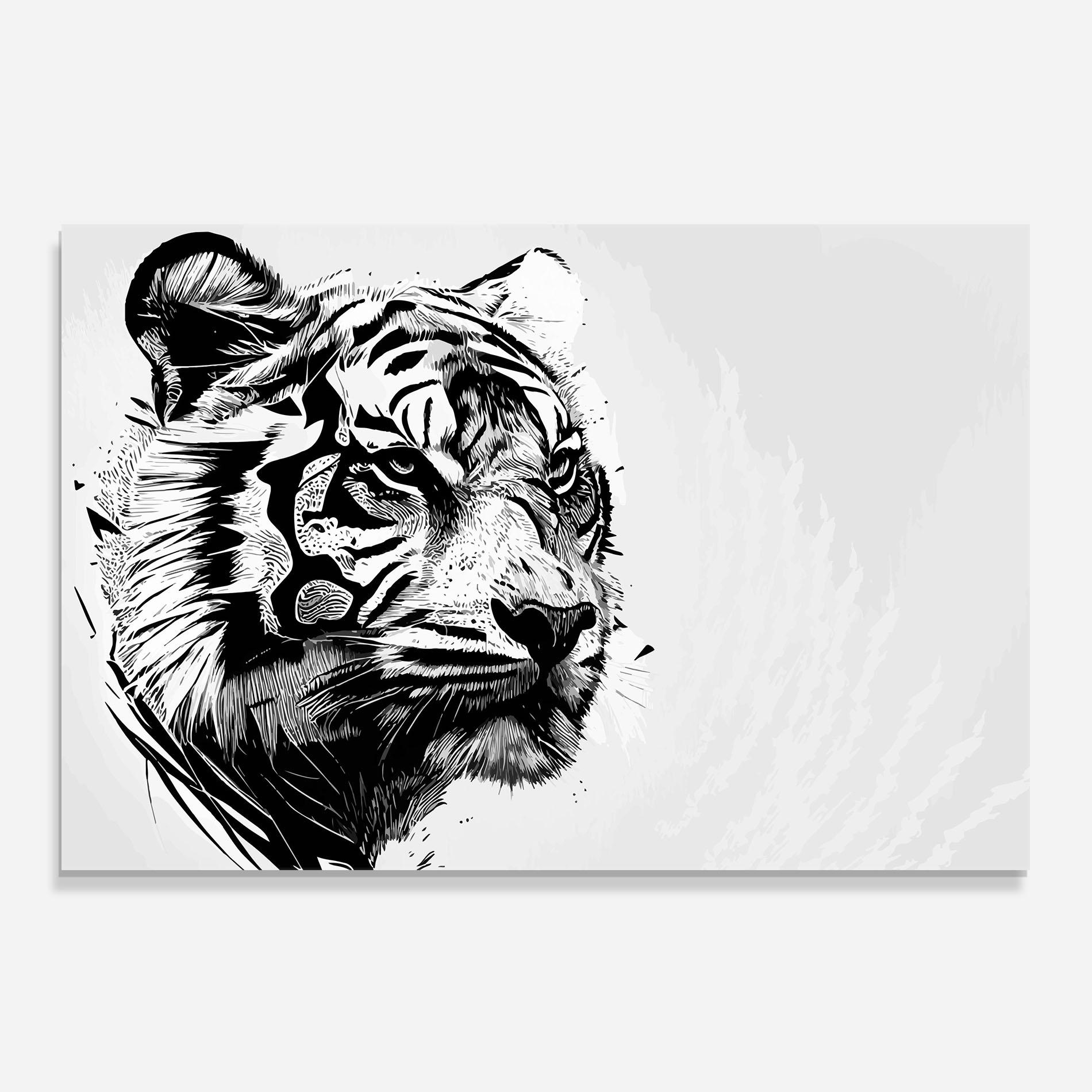 Küchenrückwand Glas Tiger On Grey mockup 0