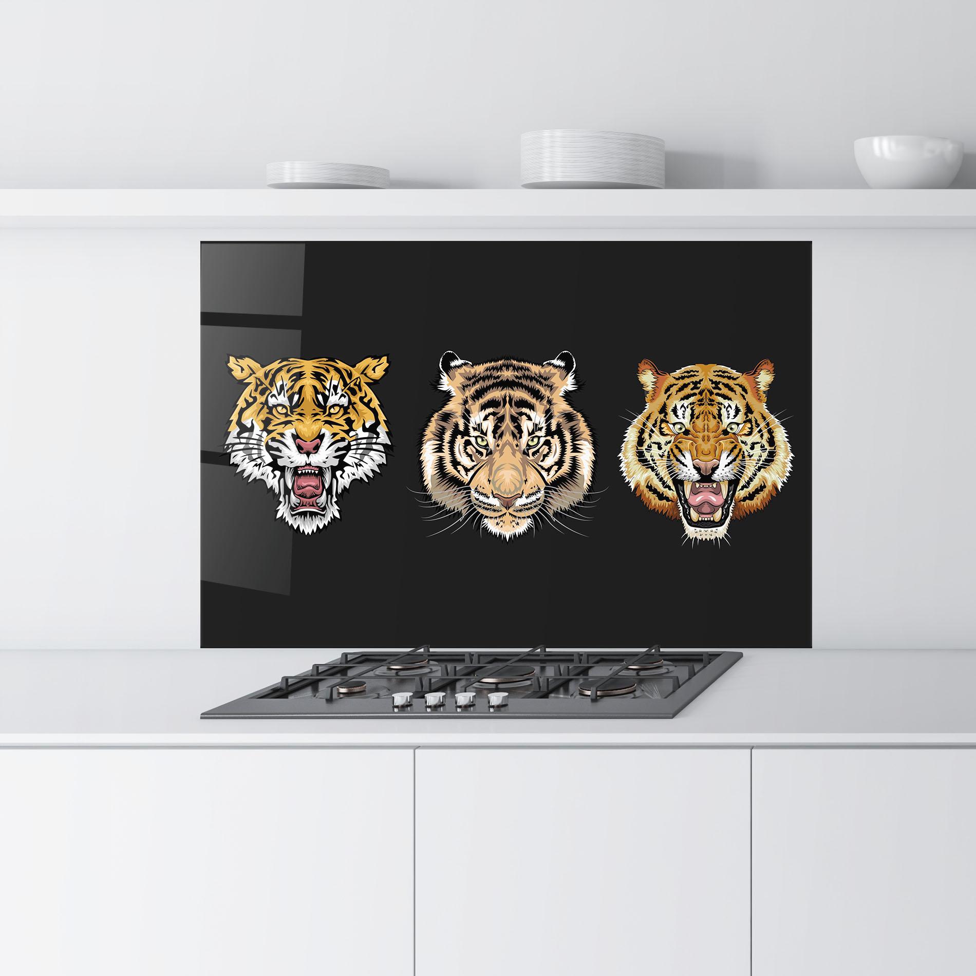 Küchenrückwand Glas 3 Tigers mockup 9