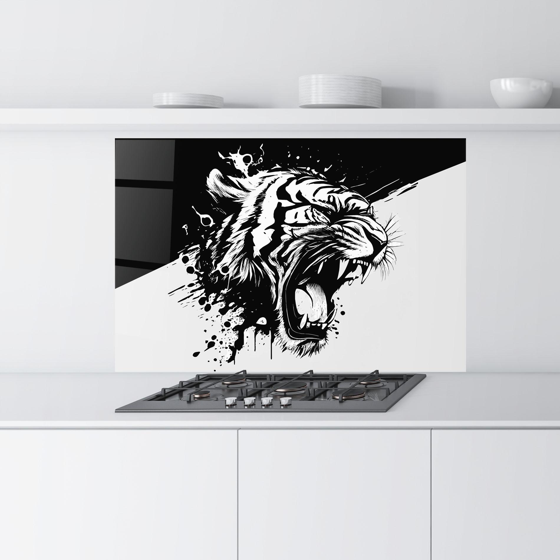 Küchenrückwand Glas Black Grey Tiger mockup 9