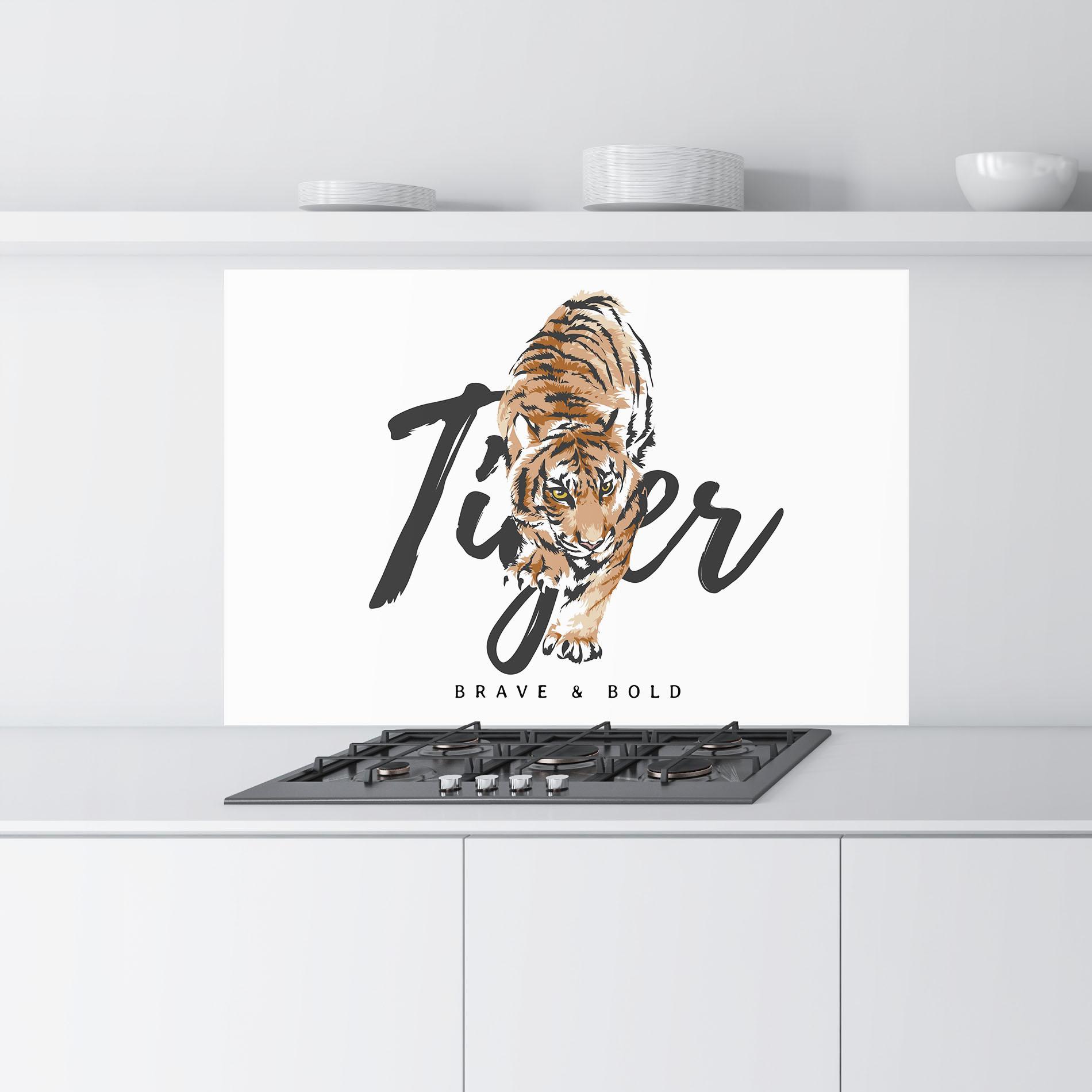 Küchenrückwand Glas Brave And Bold mockup 9
