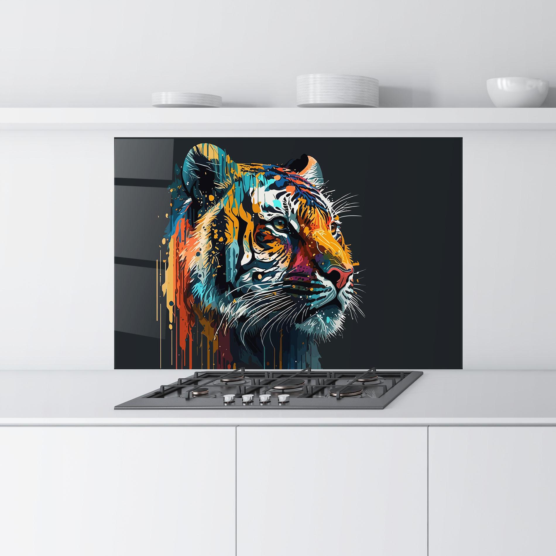 Küchenrückwand Glas Color Mix Tiger mockup 9