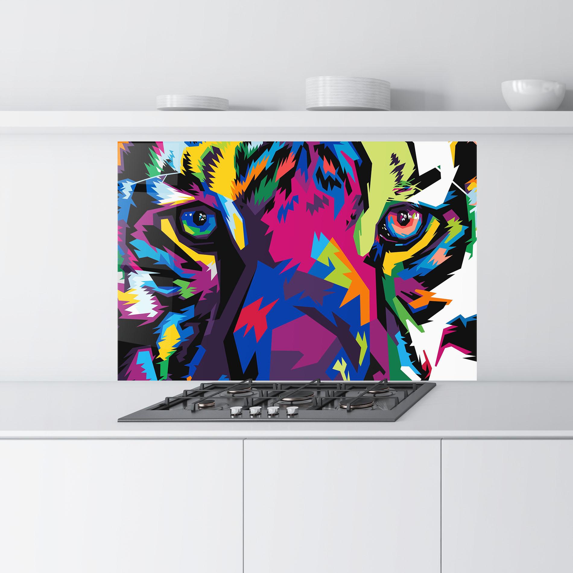 Küchenrückwand Glas Colourul Tiger Eyes mockup 9