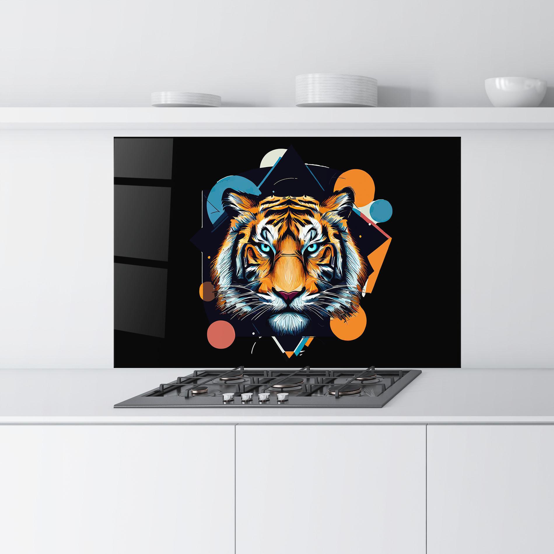 Küchenrückwand Glas Geometric Tiger mockup 9