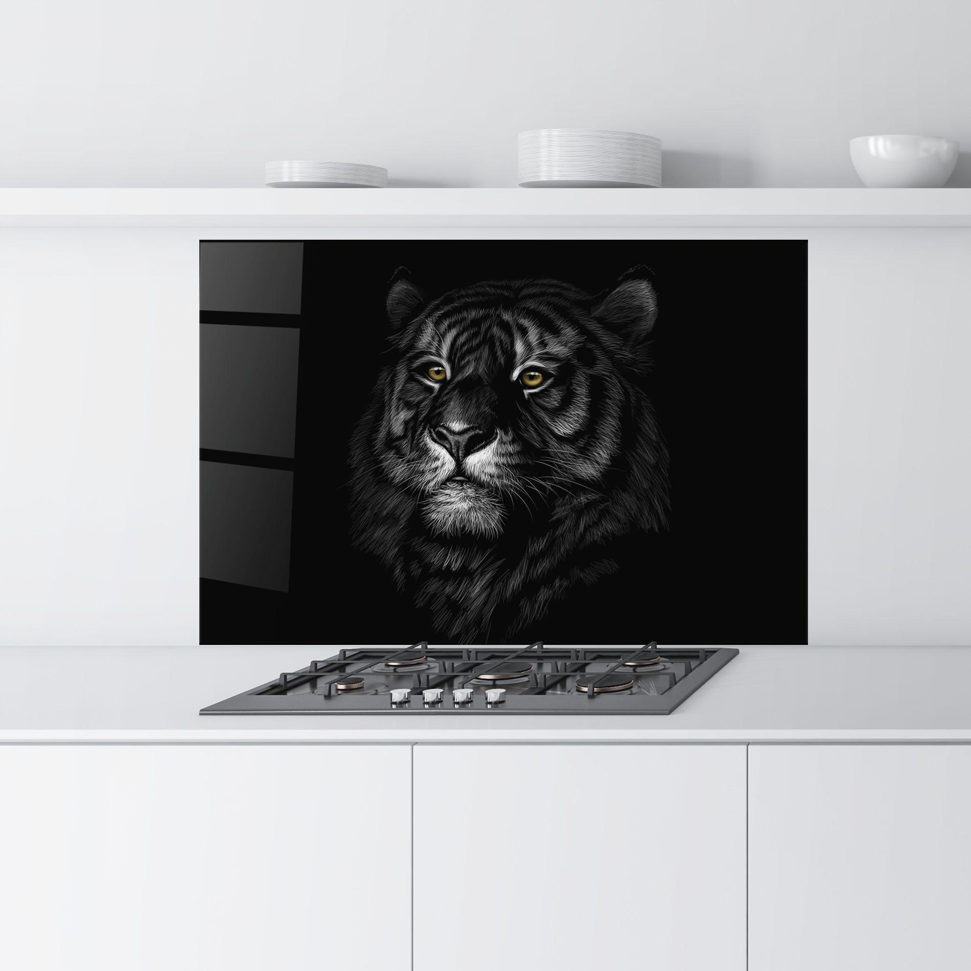 Küchenrückwand Glas Shadow Tiger mockup 9
