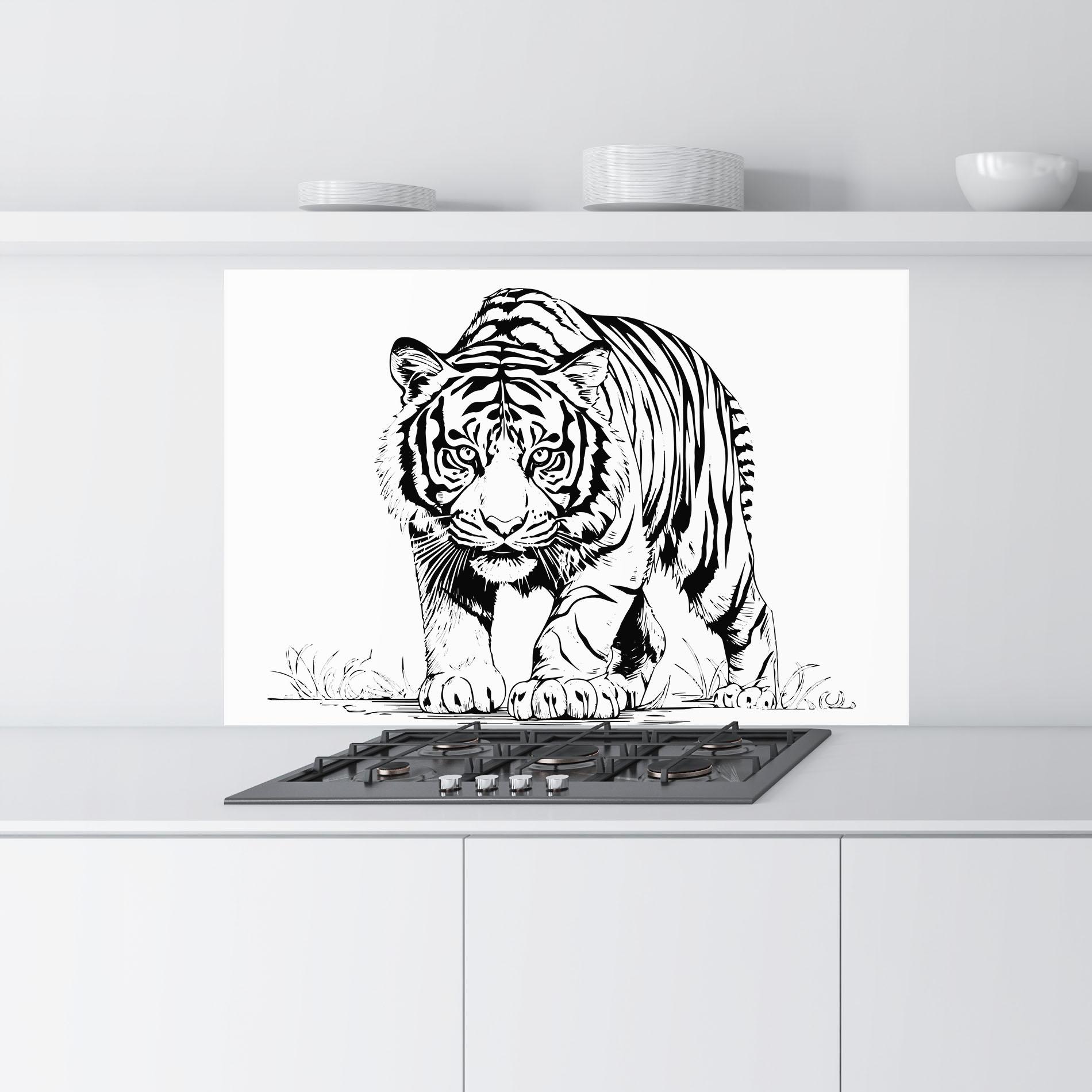 Küchenrückwand Glas Silent Tiger mockup 9