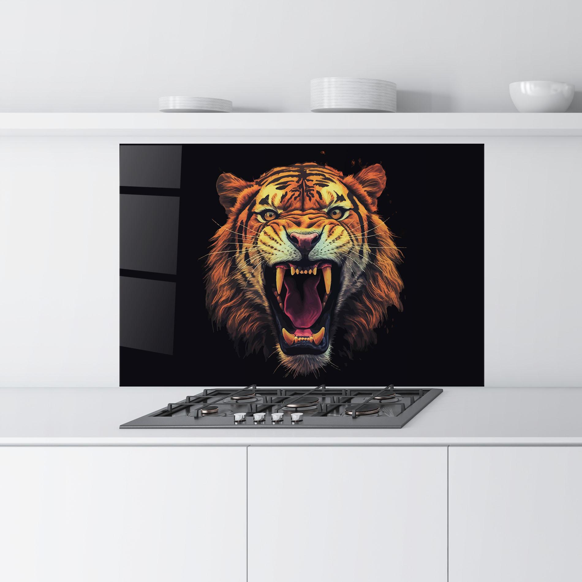 Küchenrückwand Glas Tiger Bite mockup 9