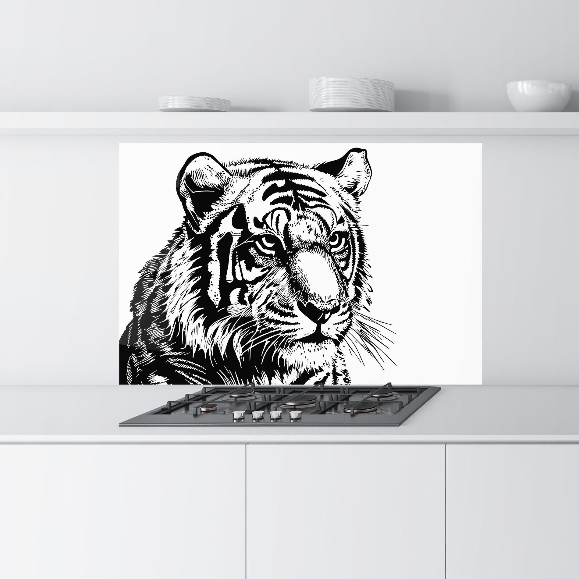 Küchenrückwand Glas Tiger Head mockup 9