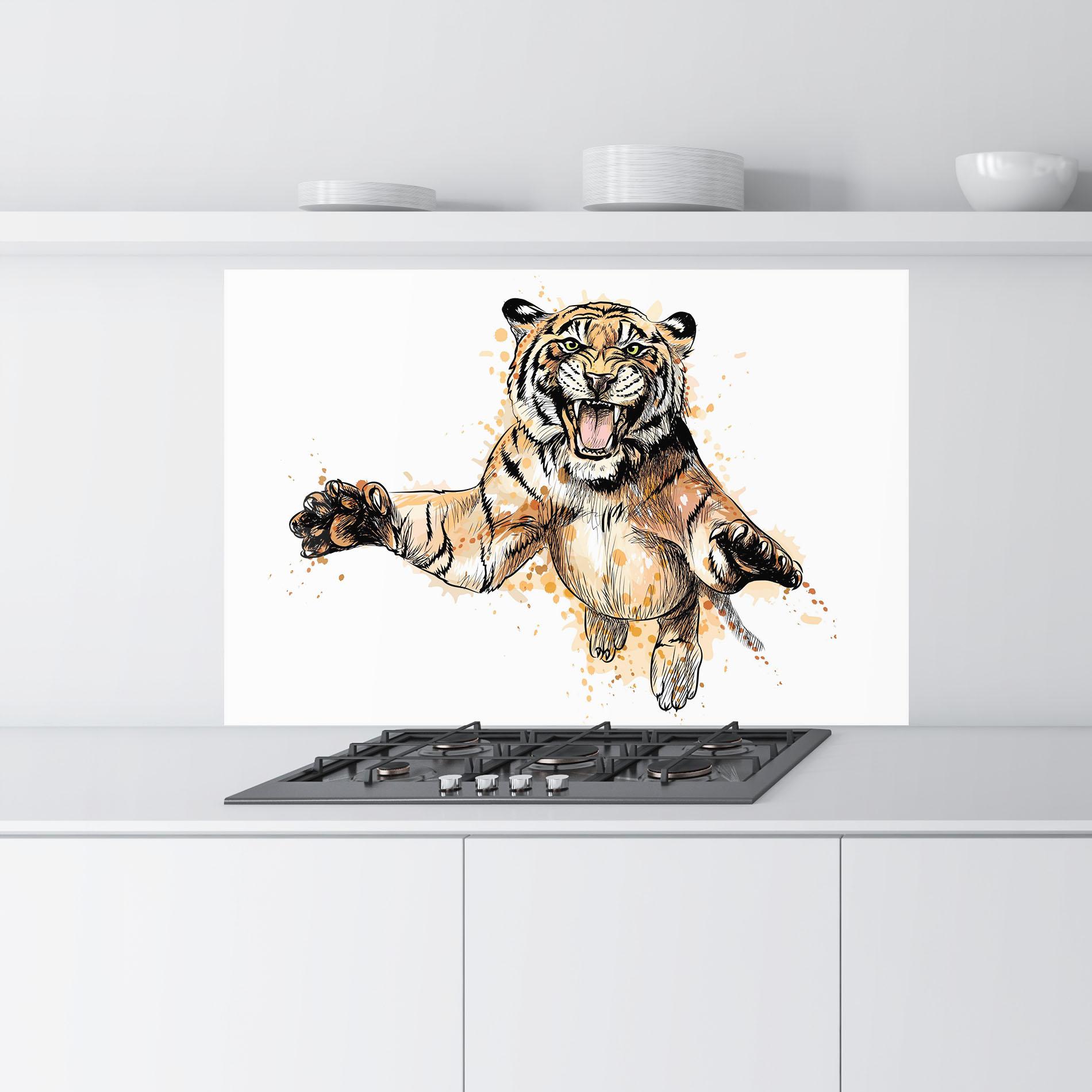 Küchenrückwand Glas Tiger Jump mockup 9