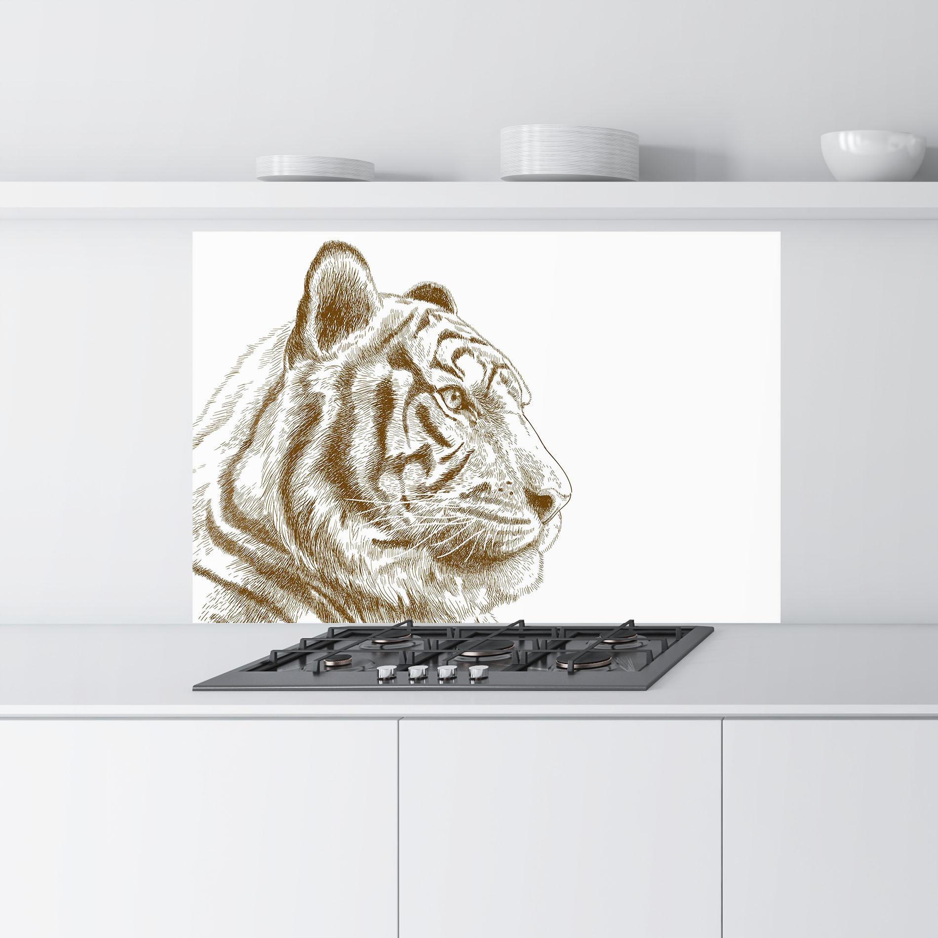 Küchenrückwand Glas Tigerf Brown Head mockup 9