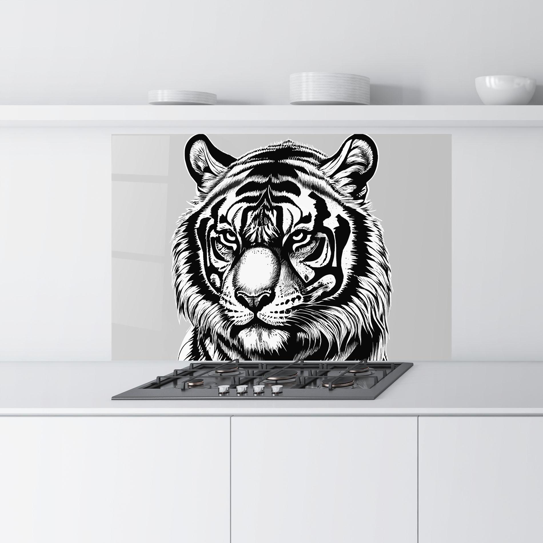Küchenrückwand Glas White Tiger Grey mockup 9