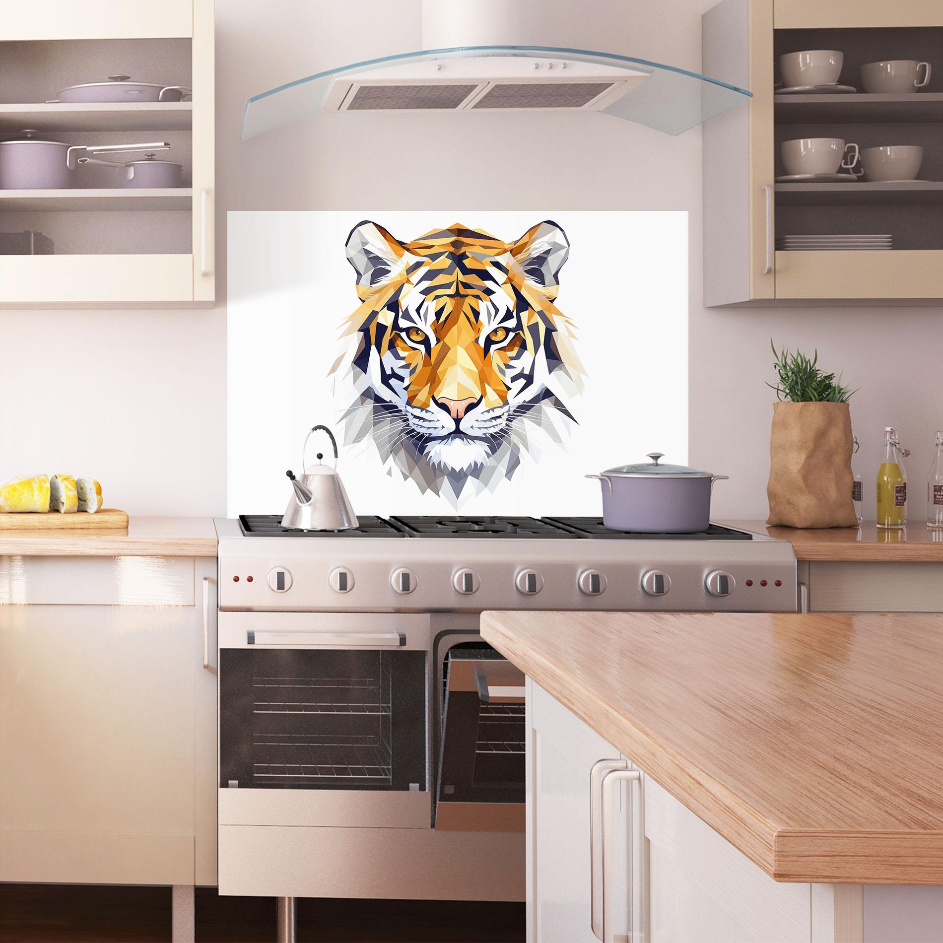 Küchenrückwand Glas Beautifu Tiger Portrait mockup 1