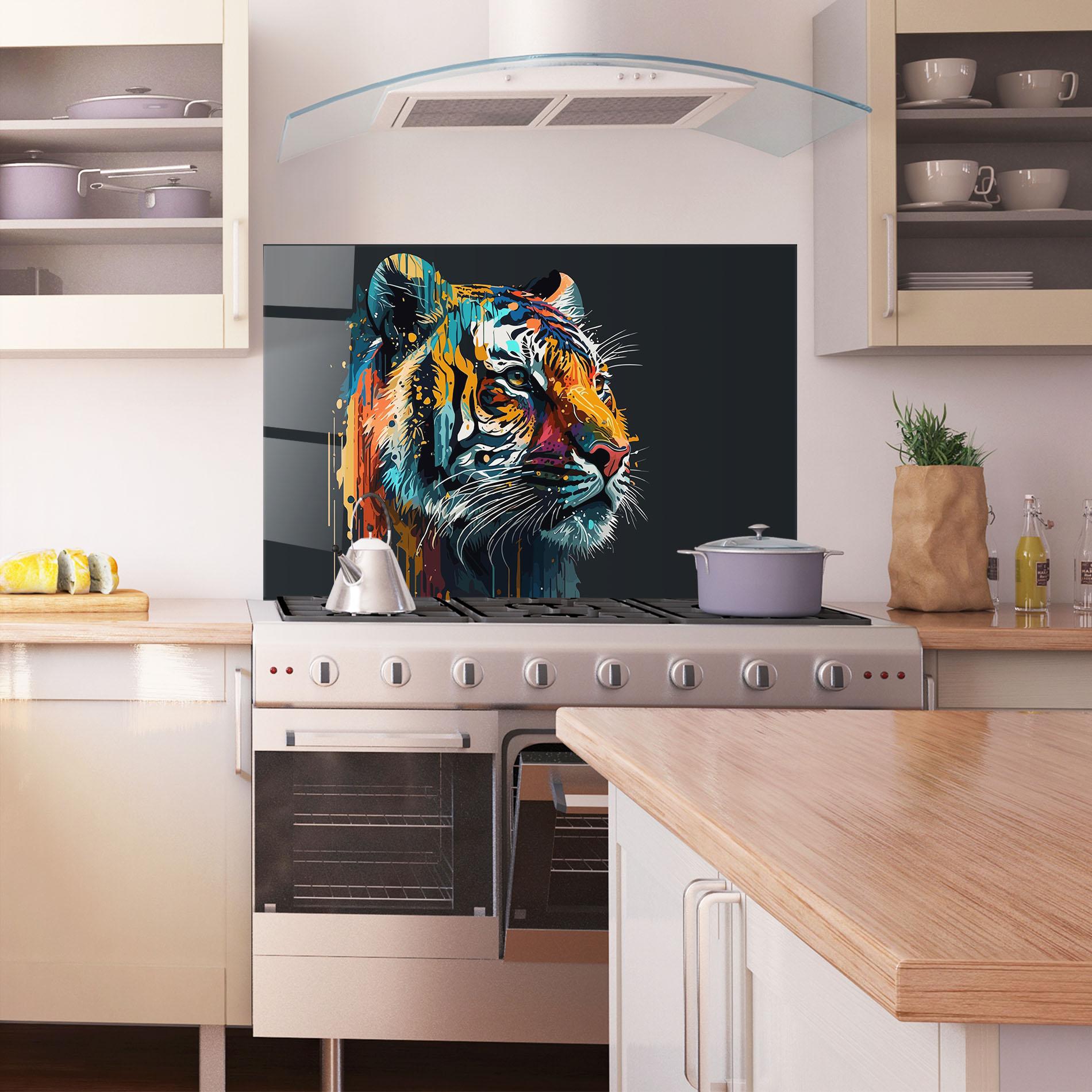 Küchenrückwand Glas Color Mix Tiger mockup 1