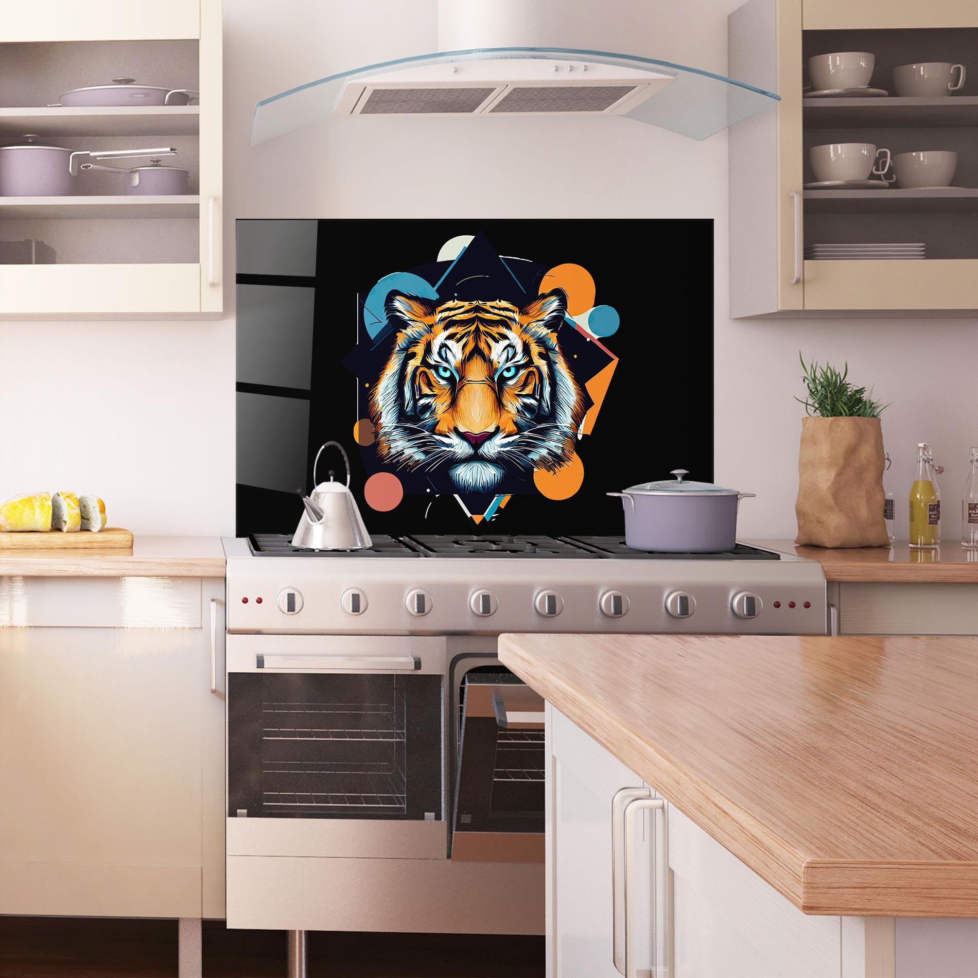 Küchenrückwand Glas Geometric Tiger mockup 1