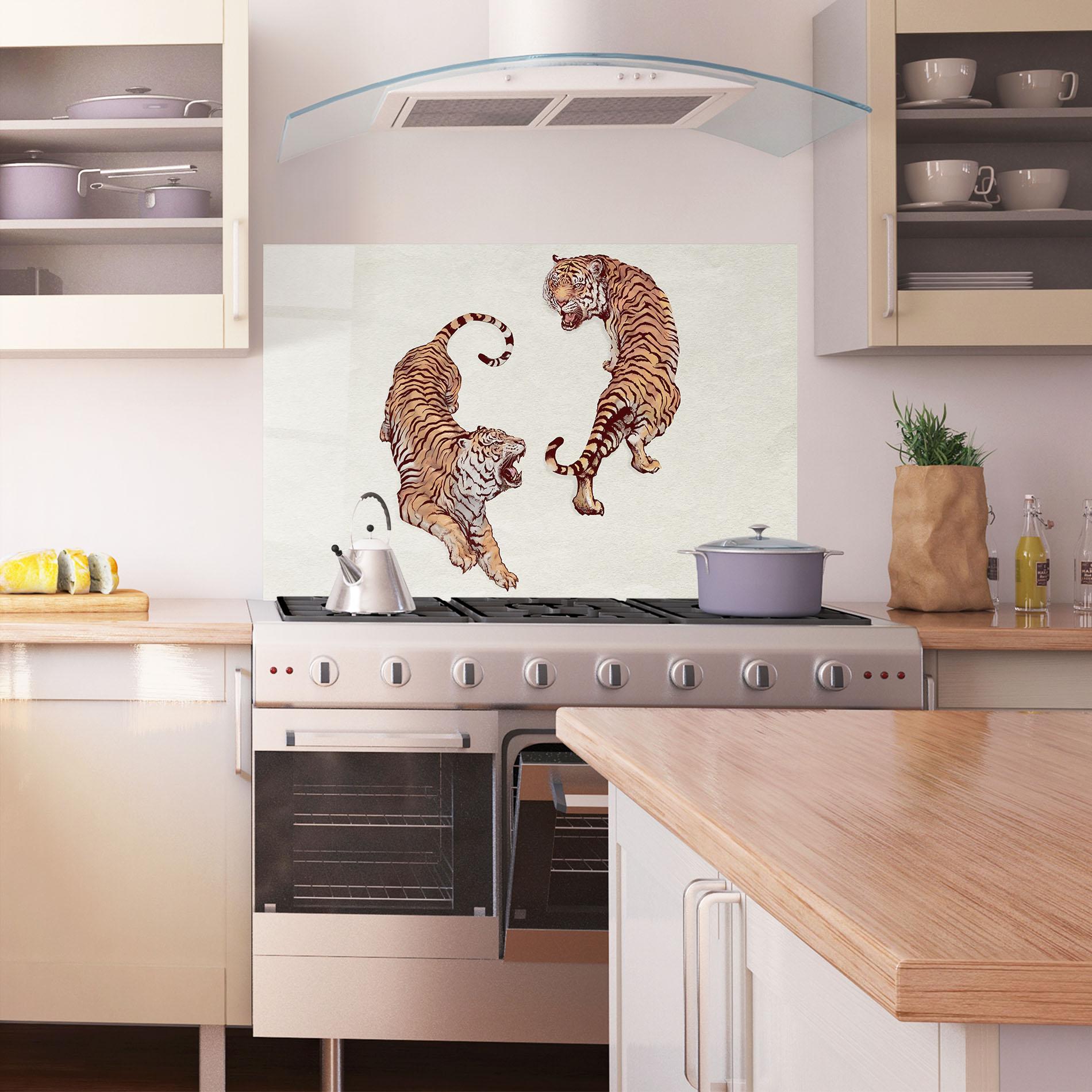 Küchenrückwand Glas Tiger Fight mockup 1