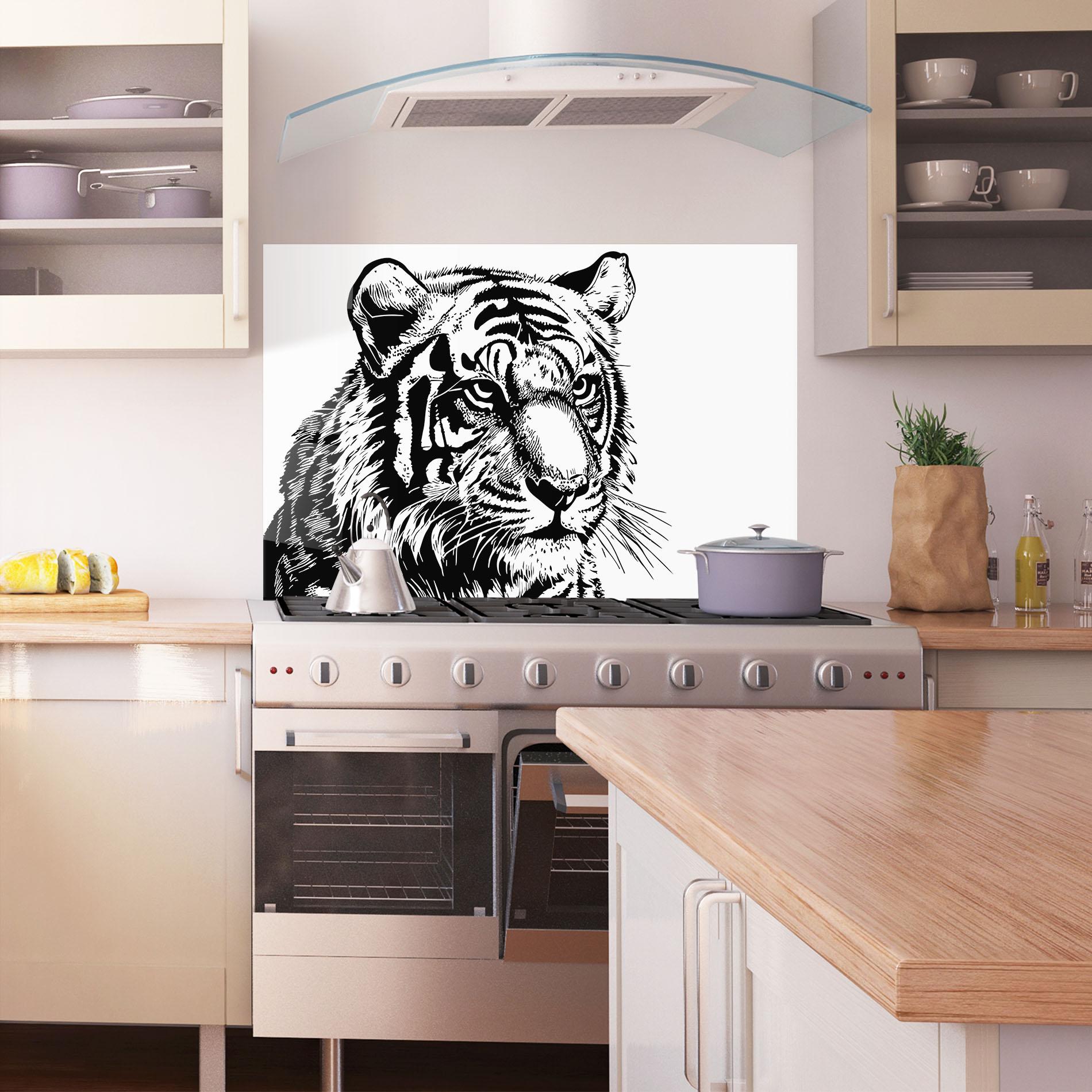 Küchenrückwand Glas Tiger Head mockup 1