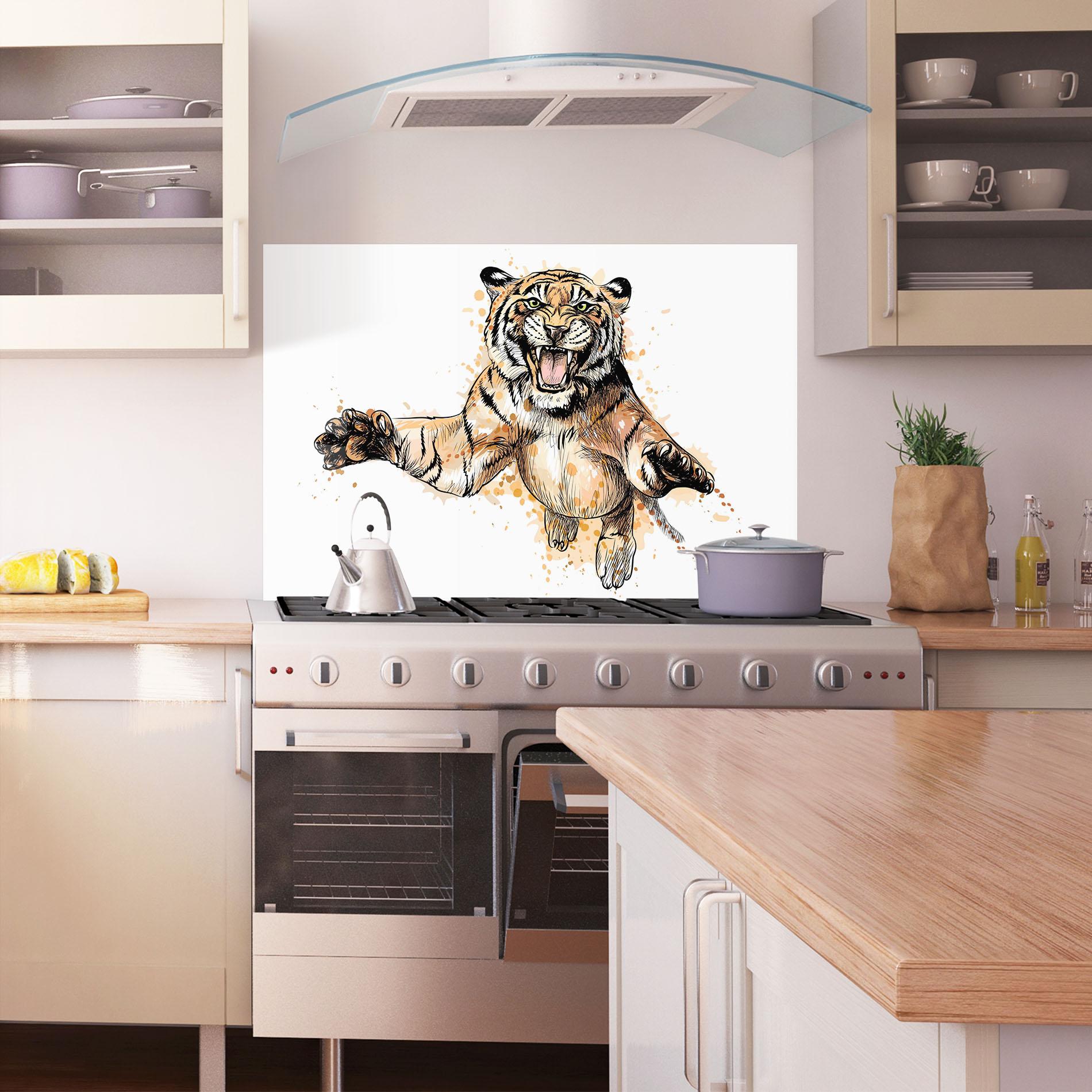 Küchenrückwand Glas Tiger Jump mockup 1