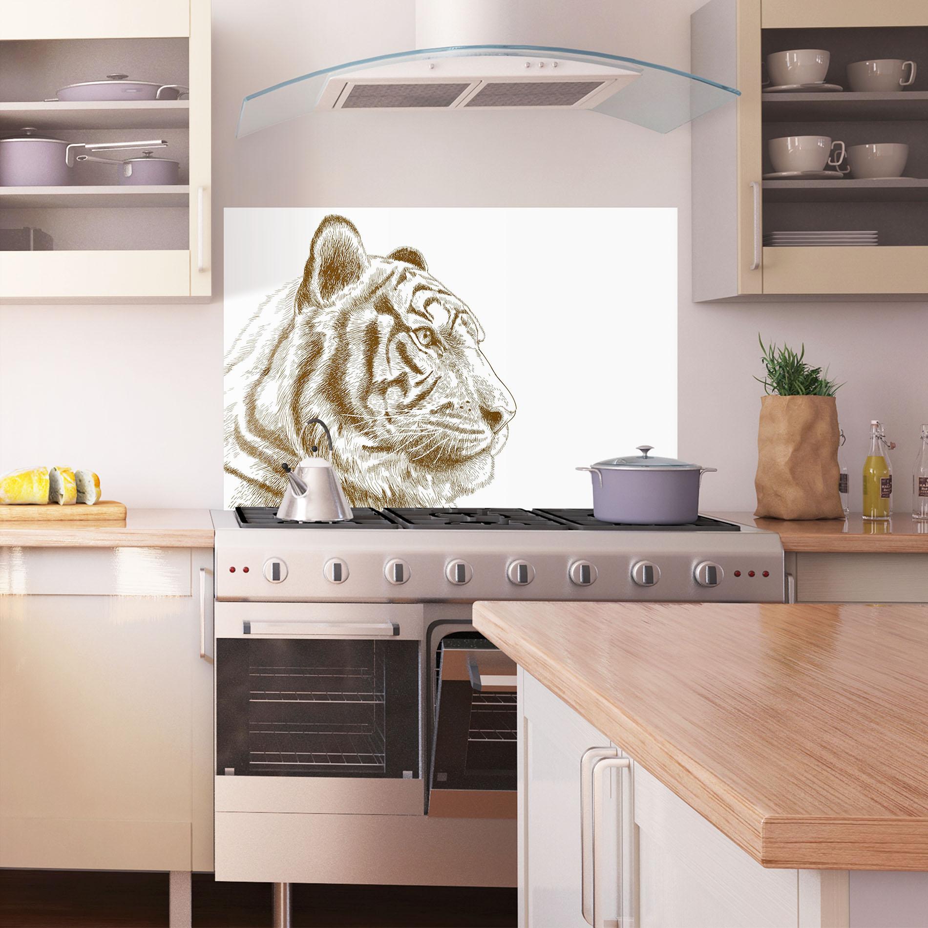 Küchenrückwand Glas Tigerf Brown Head mockup 1