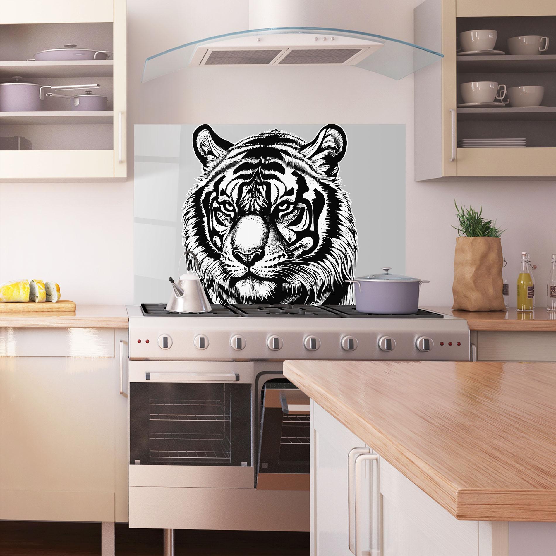 Küchenrückwand Glas White Tiger Grey mockup 1