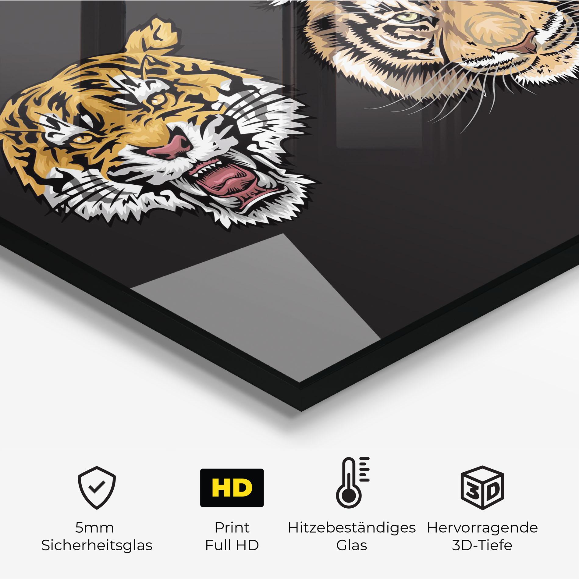 Küchenrückwand Glas 3 Tigers mockup 2