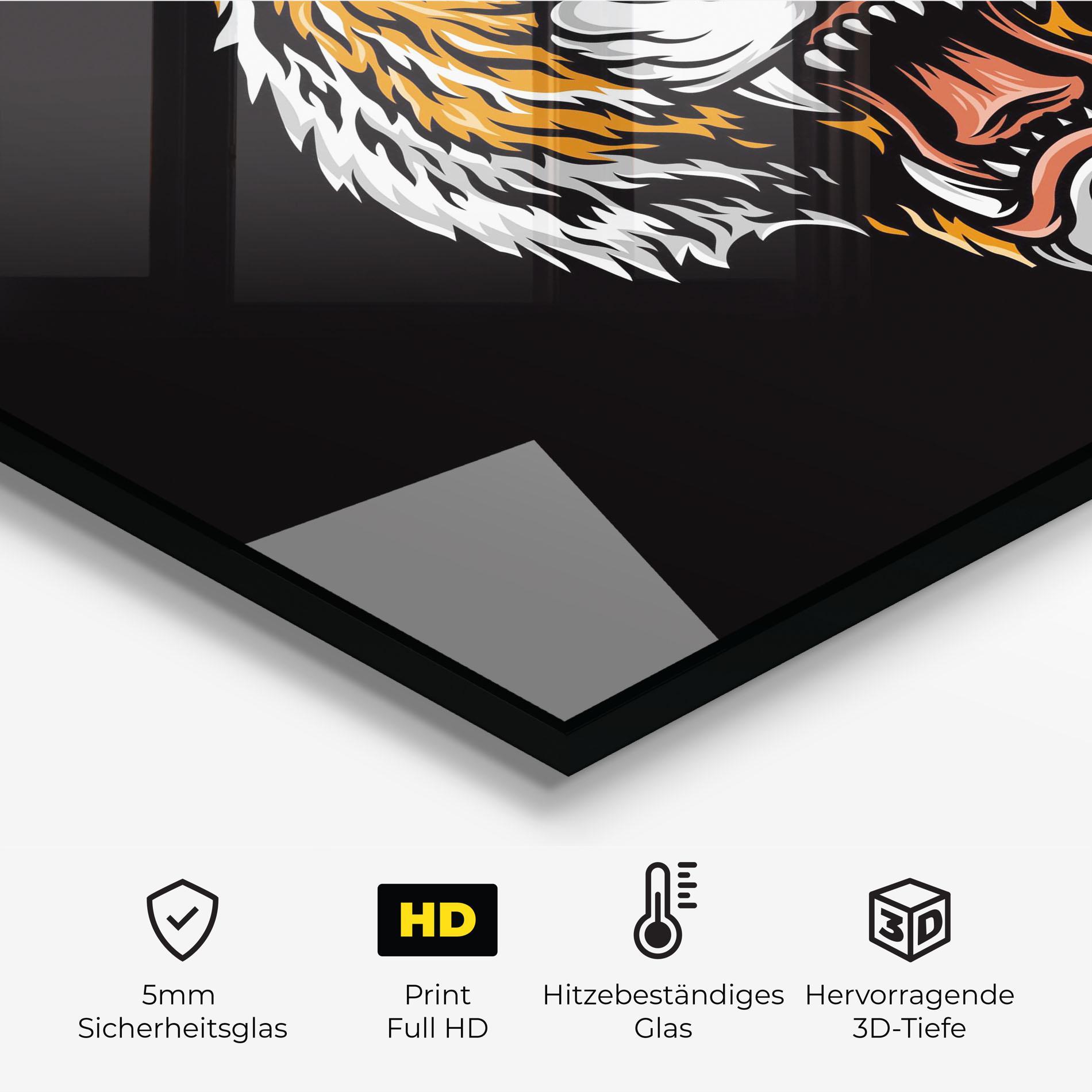 Küchenrückwand Glas Angry Orange Tiger mockup 2