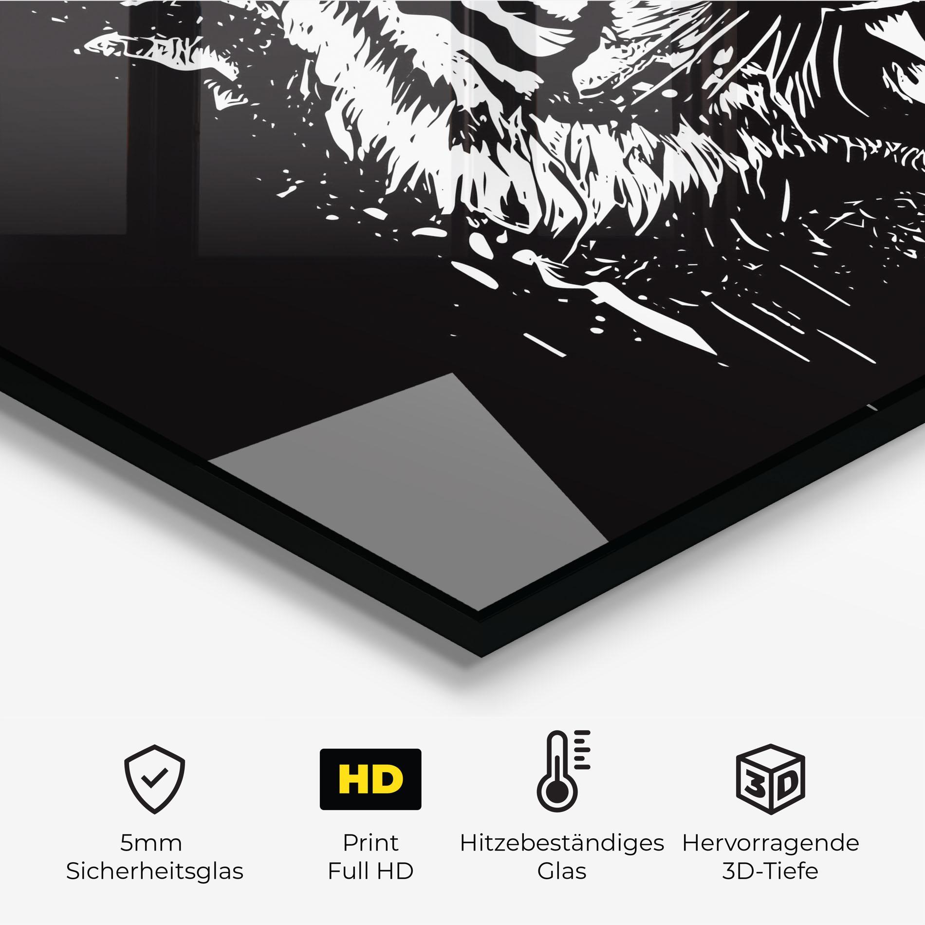 Küchenrückwand Glas Angry Tiger Head mockup 2