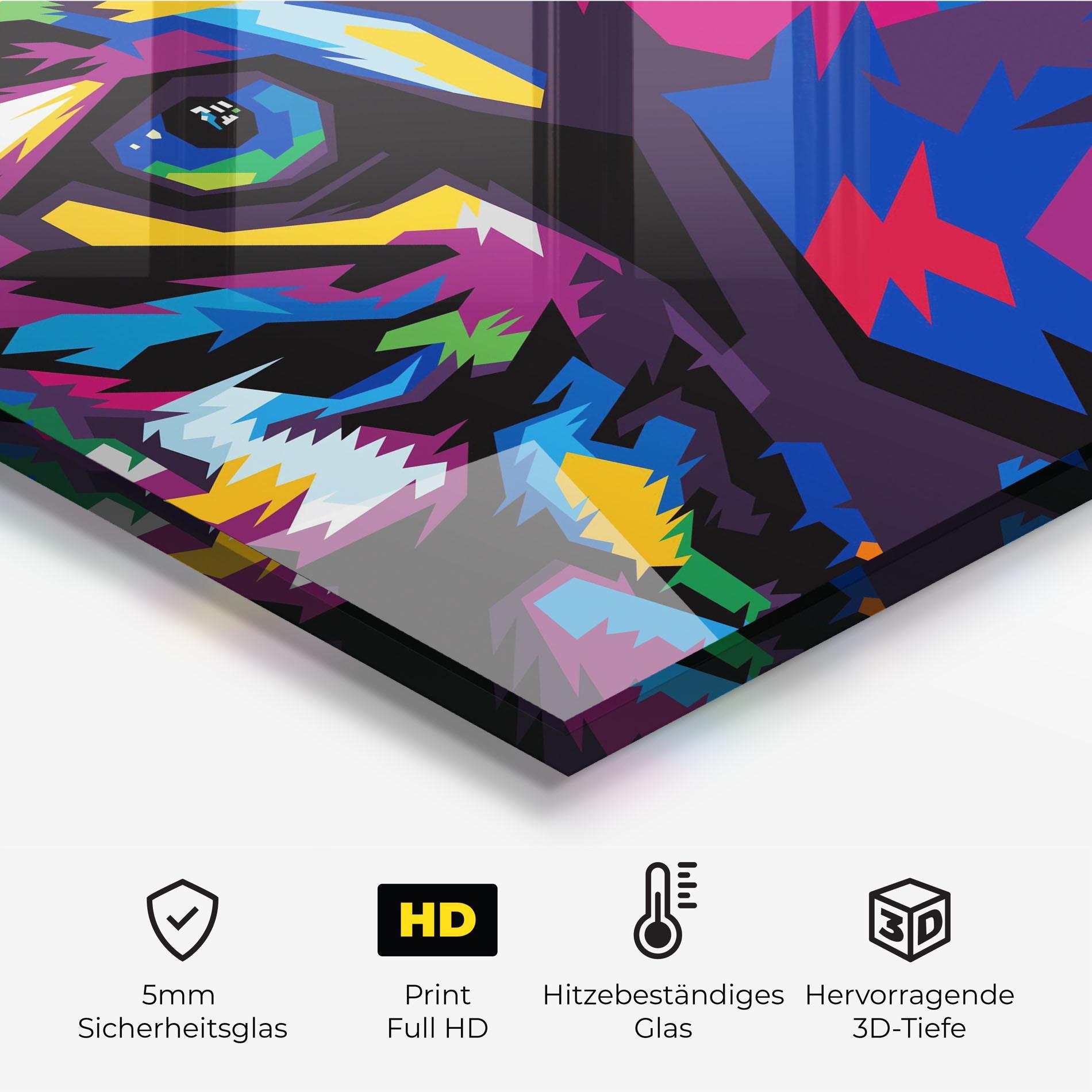 Küchenrückwand Glas Colourul Tiger Eyes mockup 2