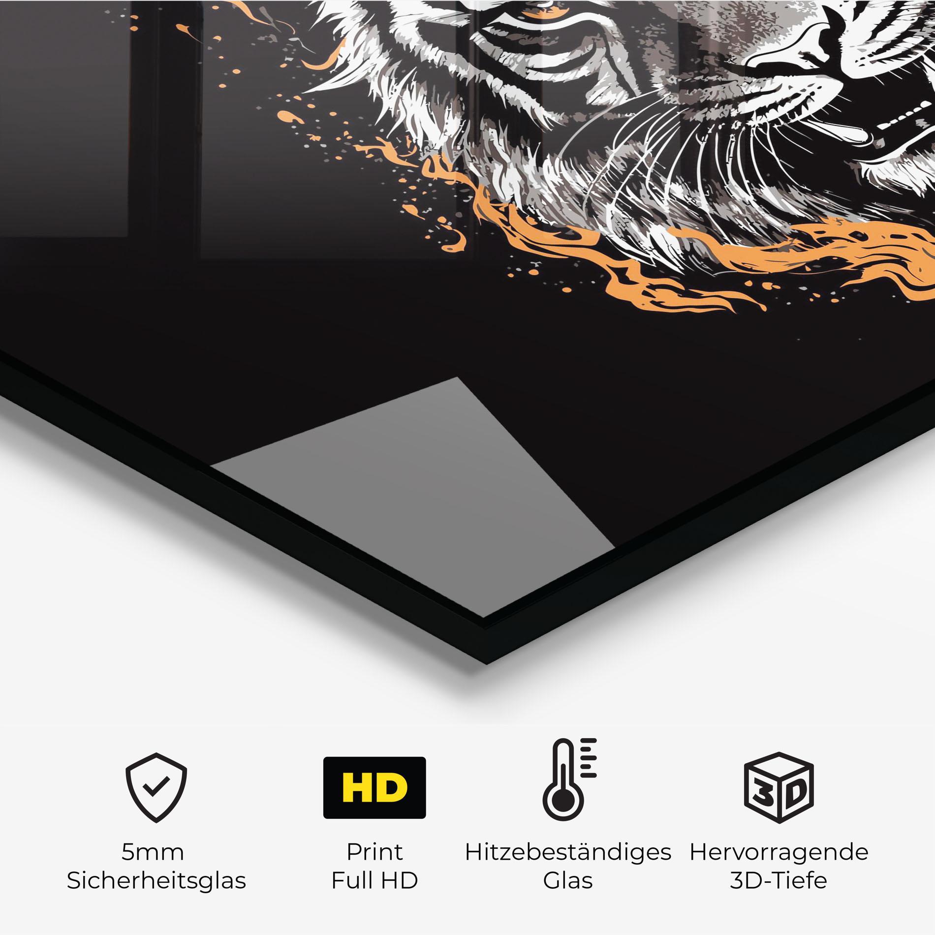 Küchenrückwand Glas Fire Tiger mockup 2