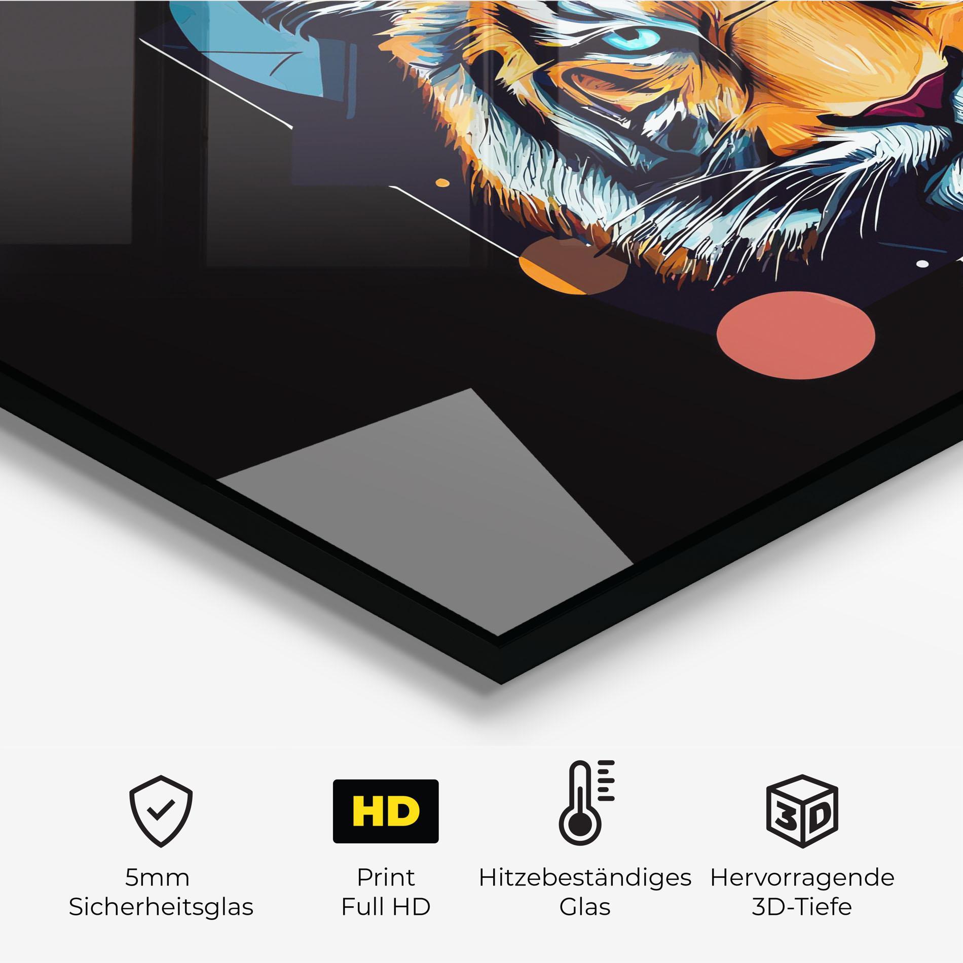 Küchenrückwand Glas Geometric Tiger mockup 2