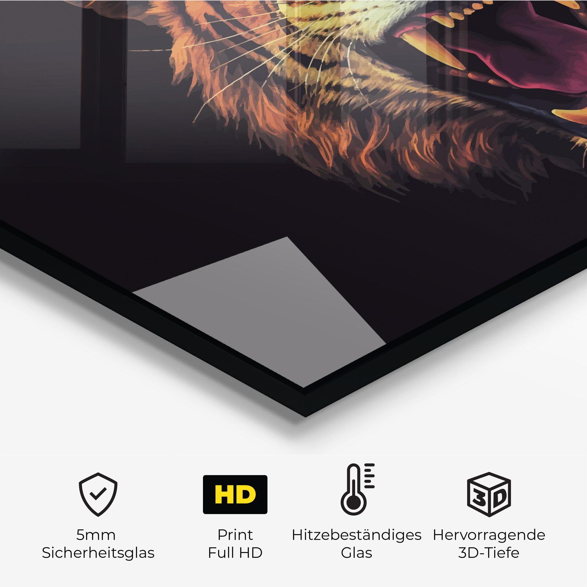 Küchenrückwand Glas Tiger Bite mockup 2