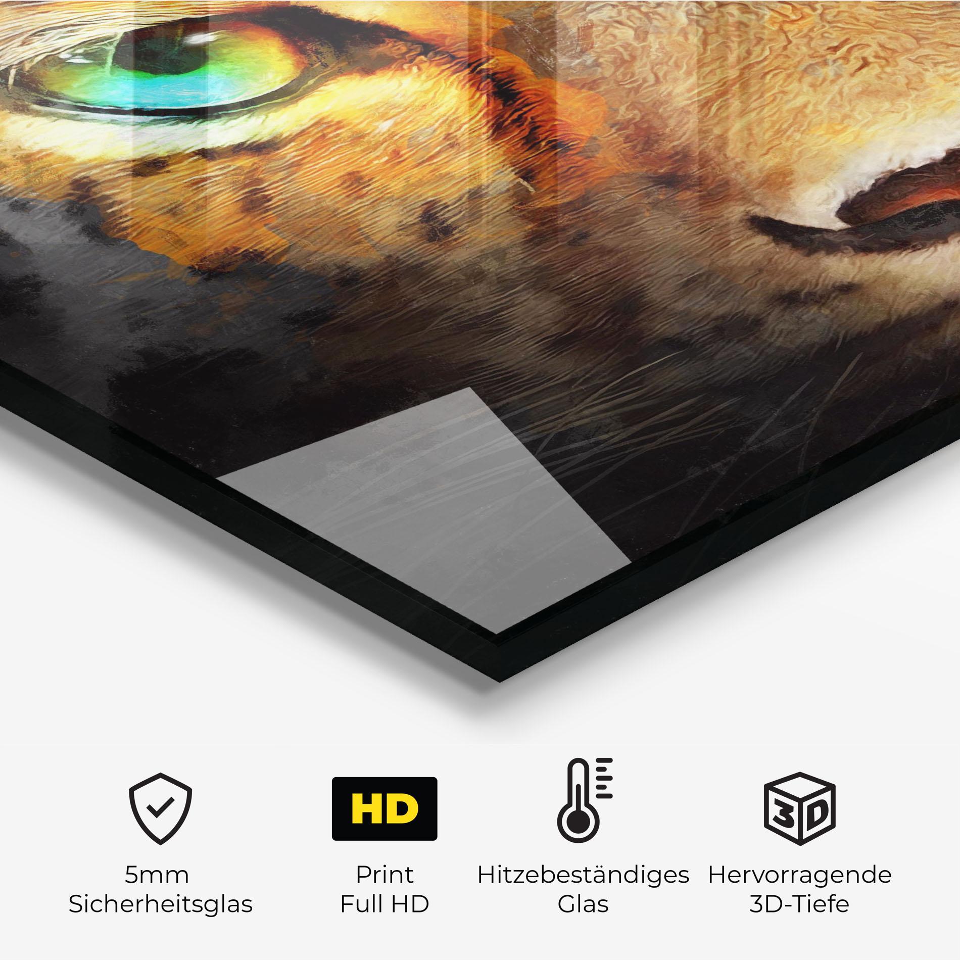 Küchenrückwand Glas Tiger Eyes mockup 2